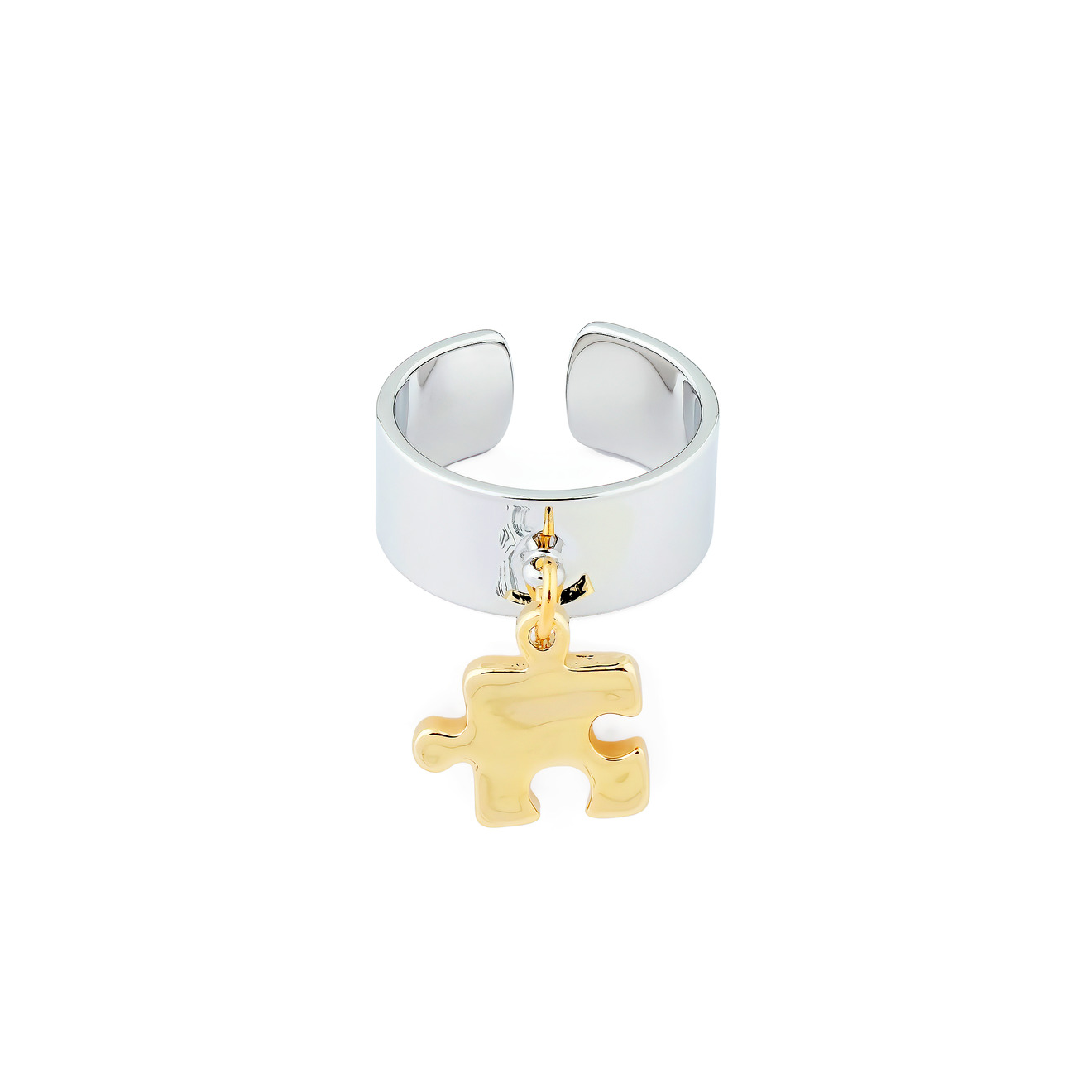 Aqua Серебристое кольцо с золотистым пазлом aqua серебристое колье с золотистым медведем