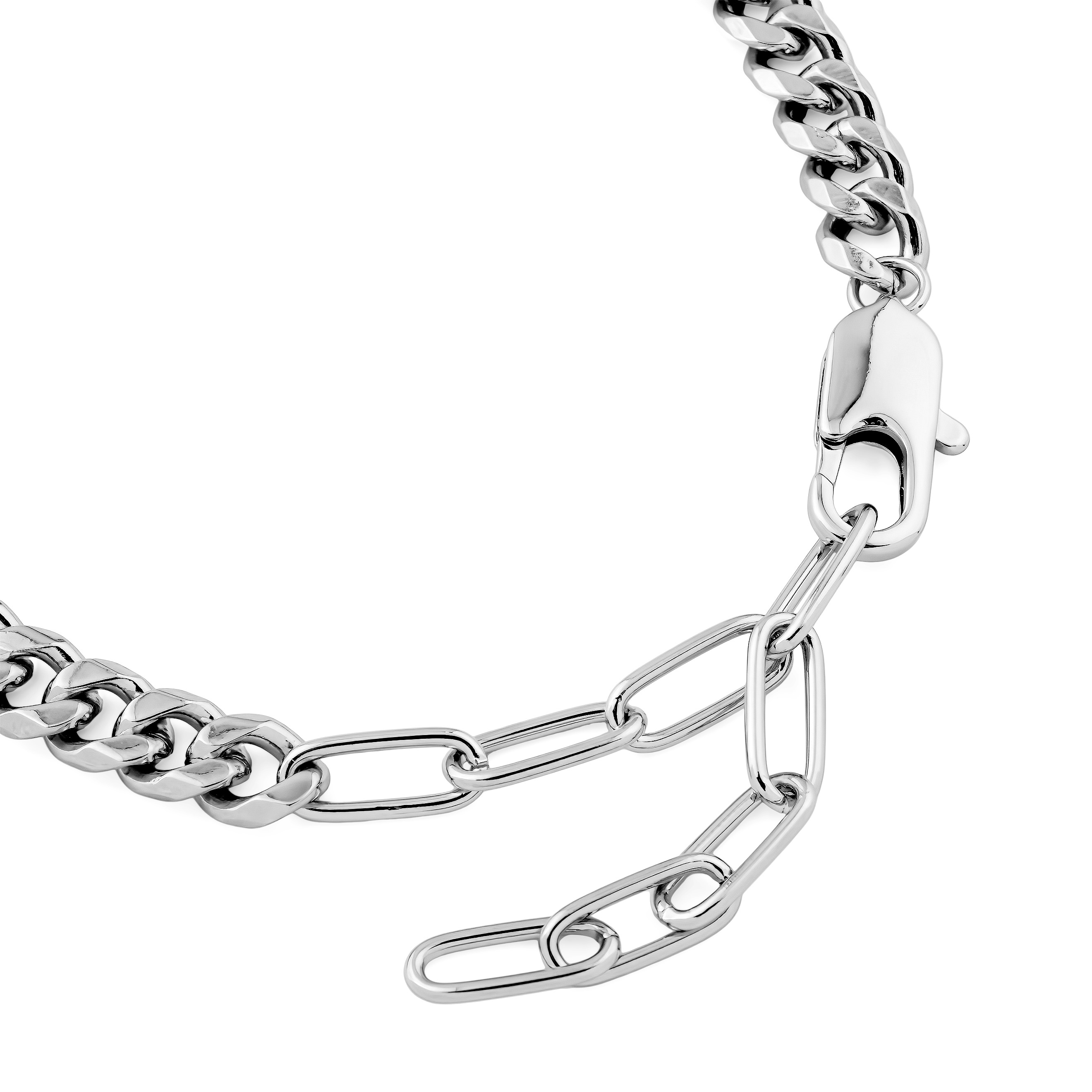 Necklace made of a large-weave chain and with a pink insert