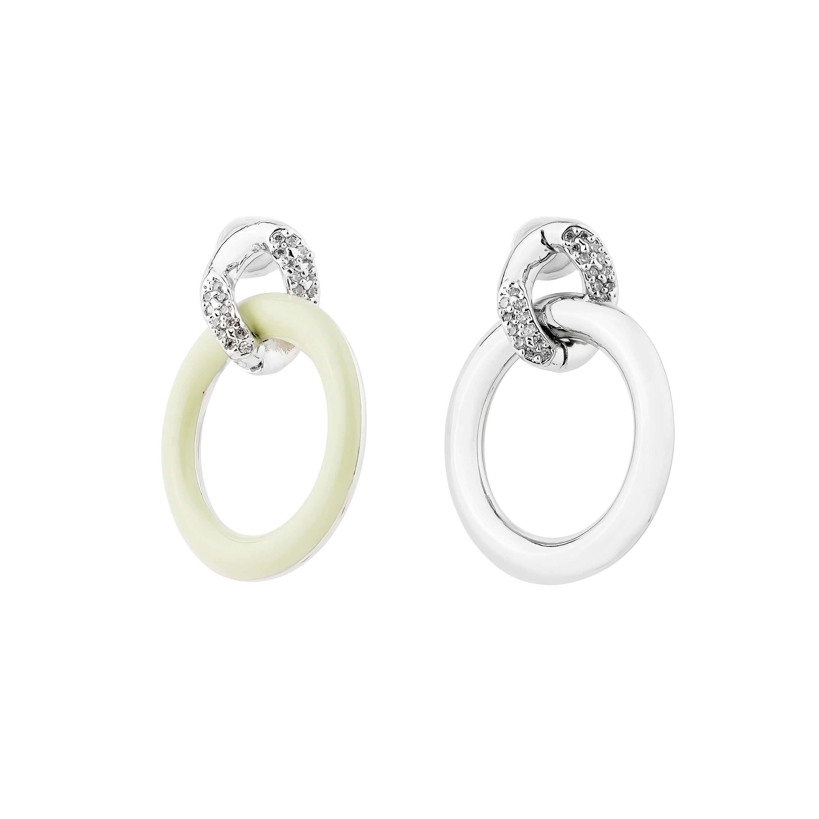 circle earrings with enamel and crystals
