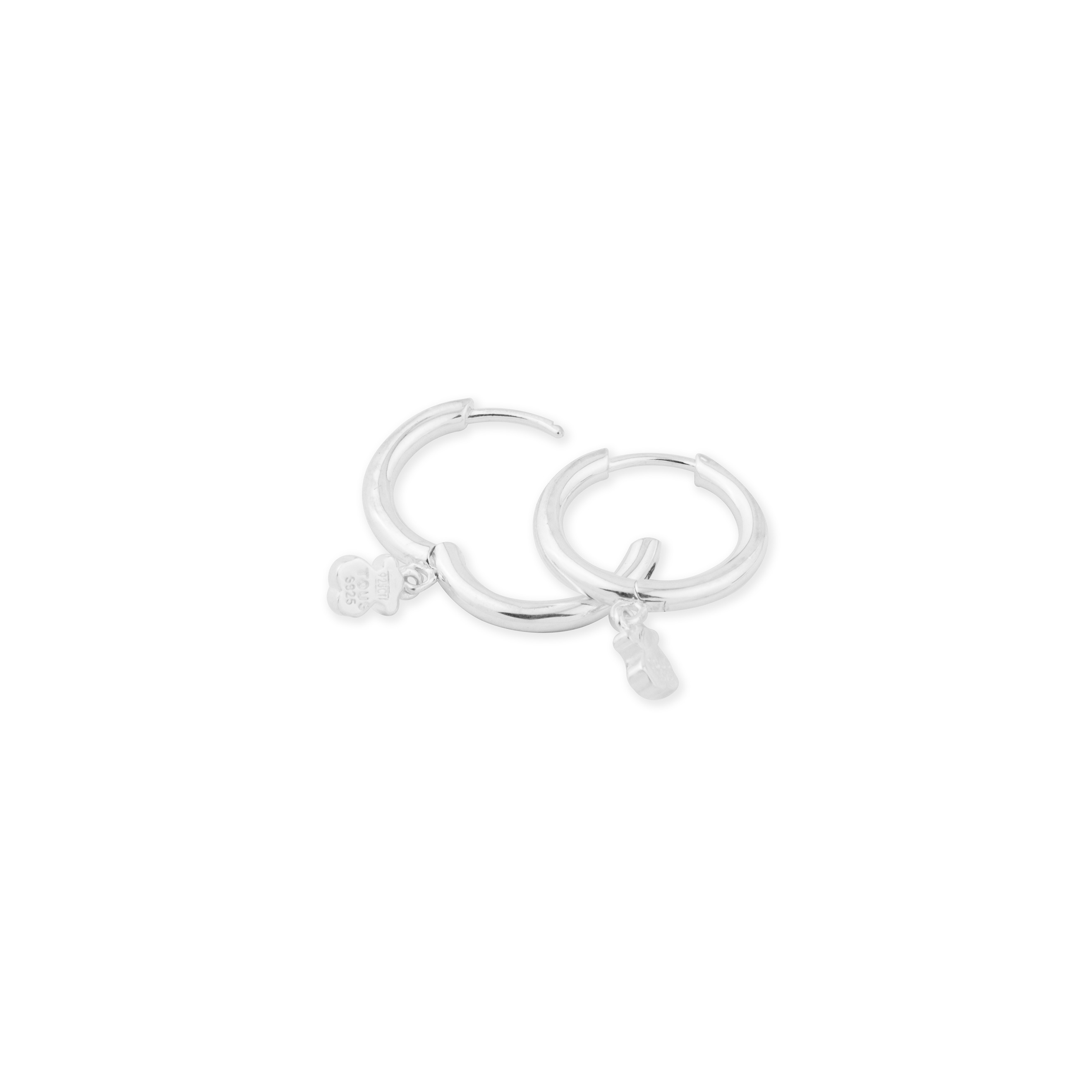 Серьги-кольца из серебра с маленьким мишкой