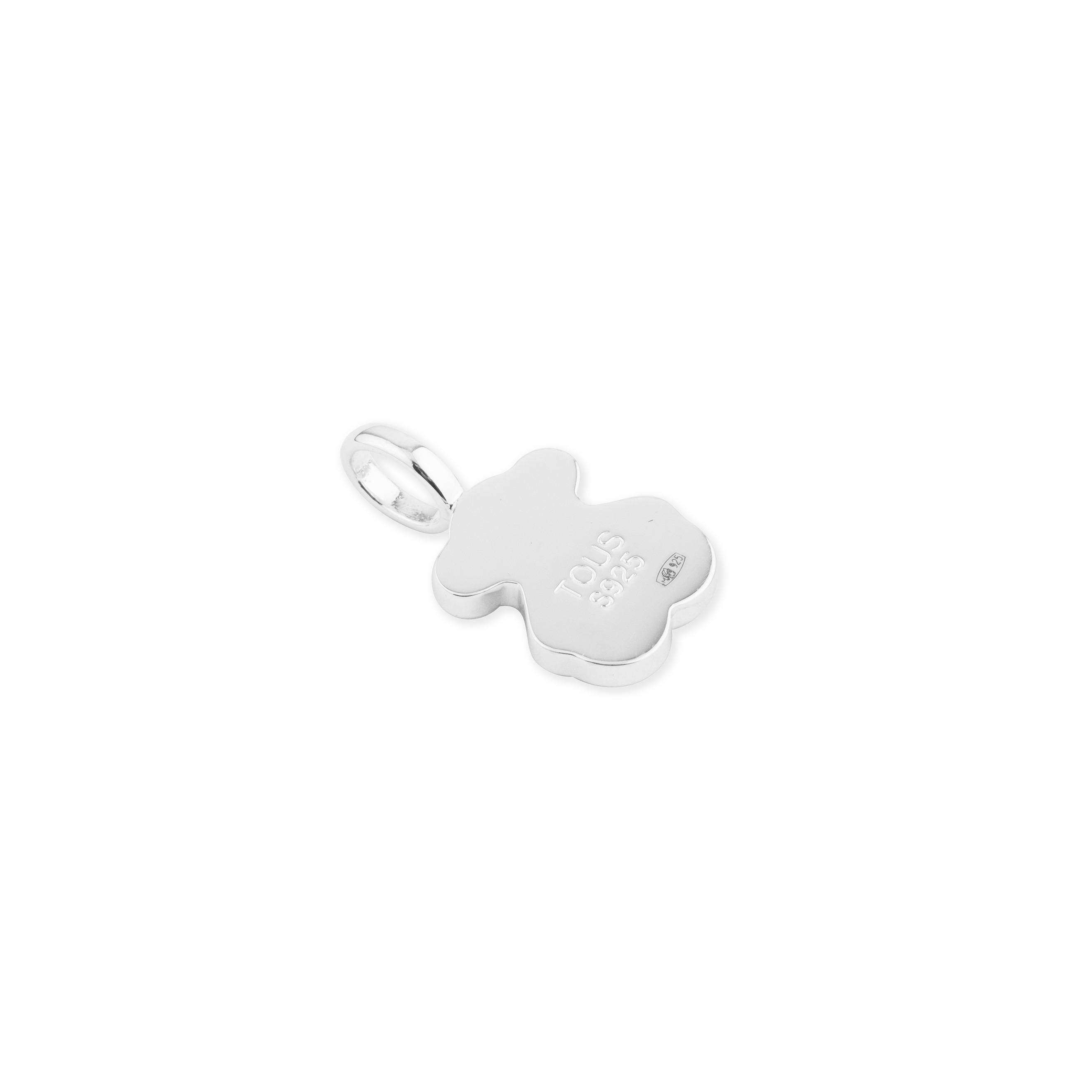Silver teddy bear pendant with mother-of-pearl insert