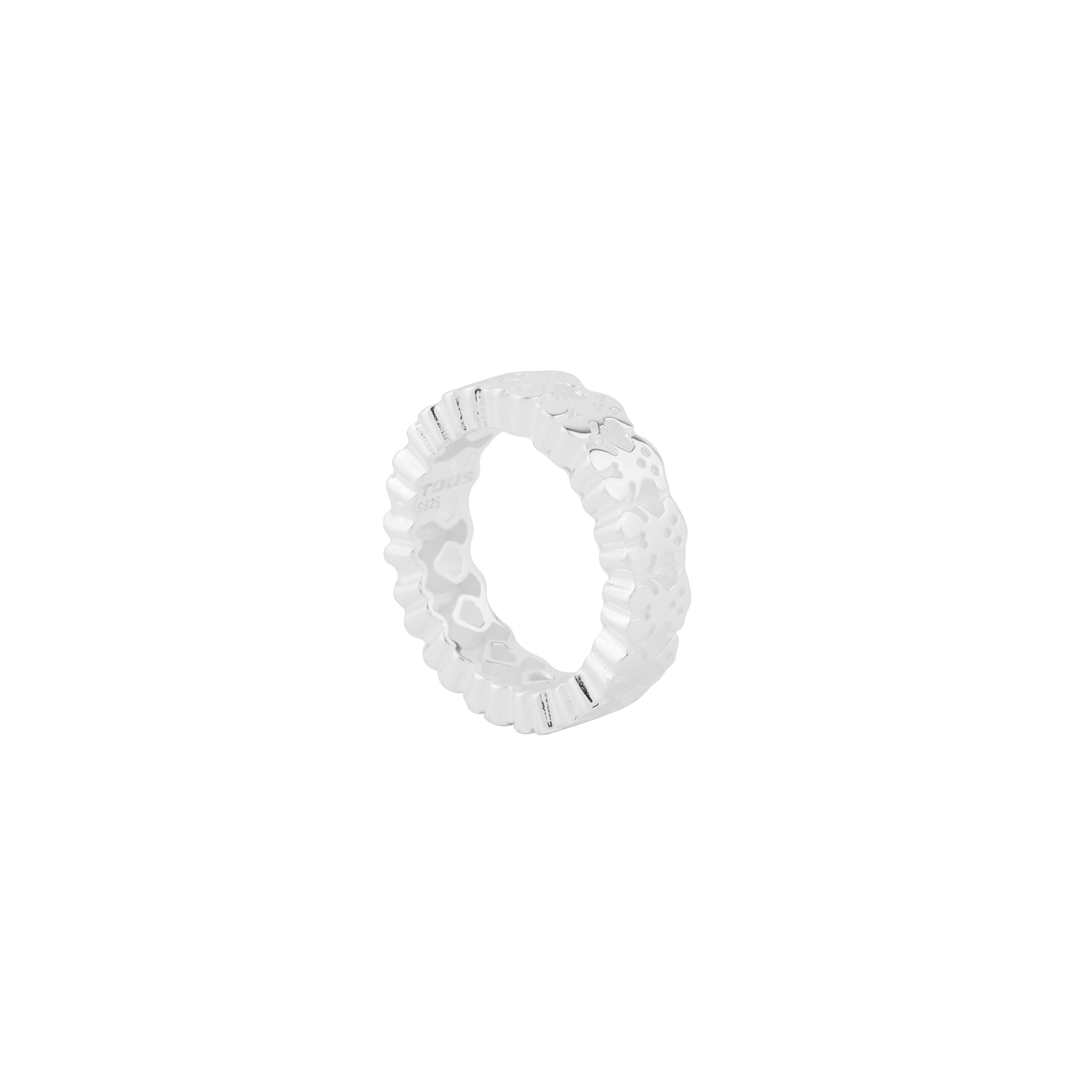 Silver ring with bears in a circle
