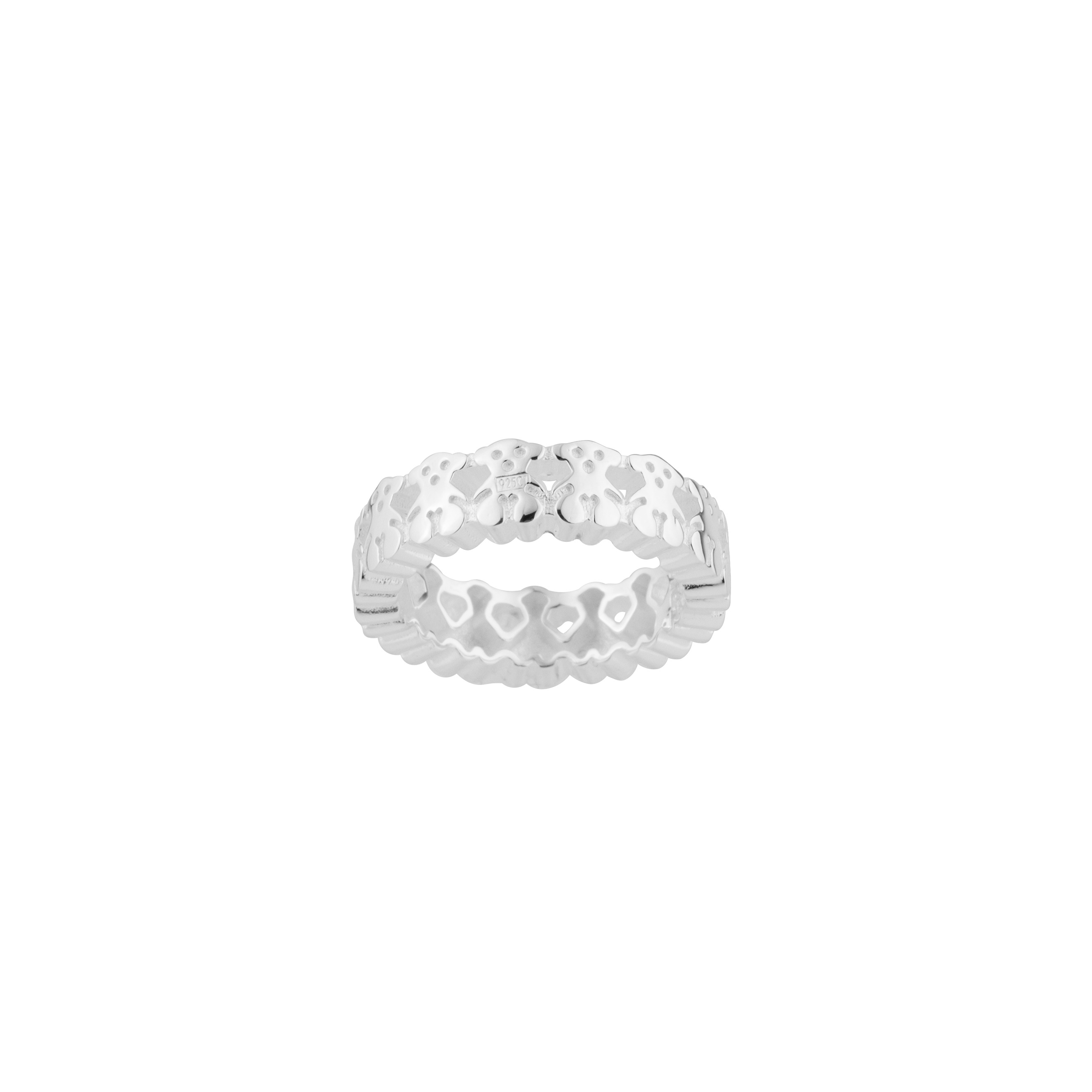 Silver ring with bears in a circle
