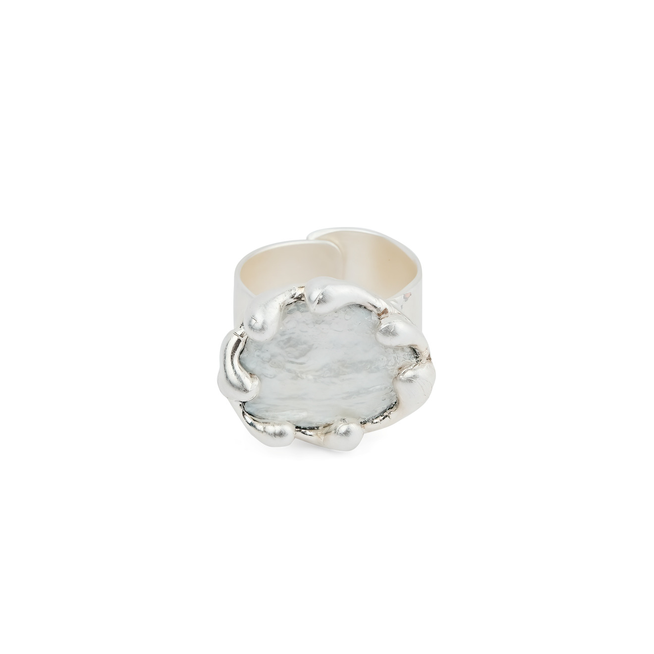 Poison Drop Lab Кольцо с серебряным покрытием с натуральным жемчугом с волнами poison drop lab кольцо с серебряным покрытием с натуральным жемчугом