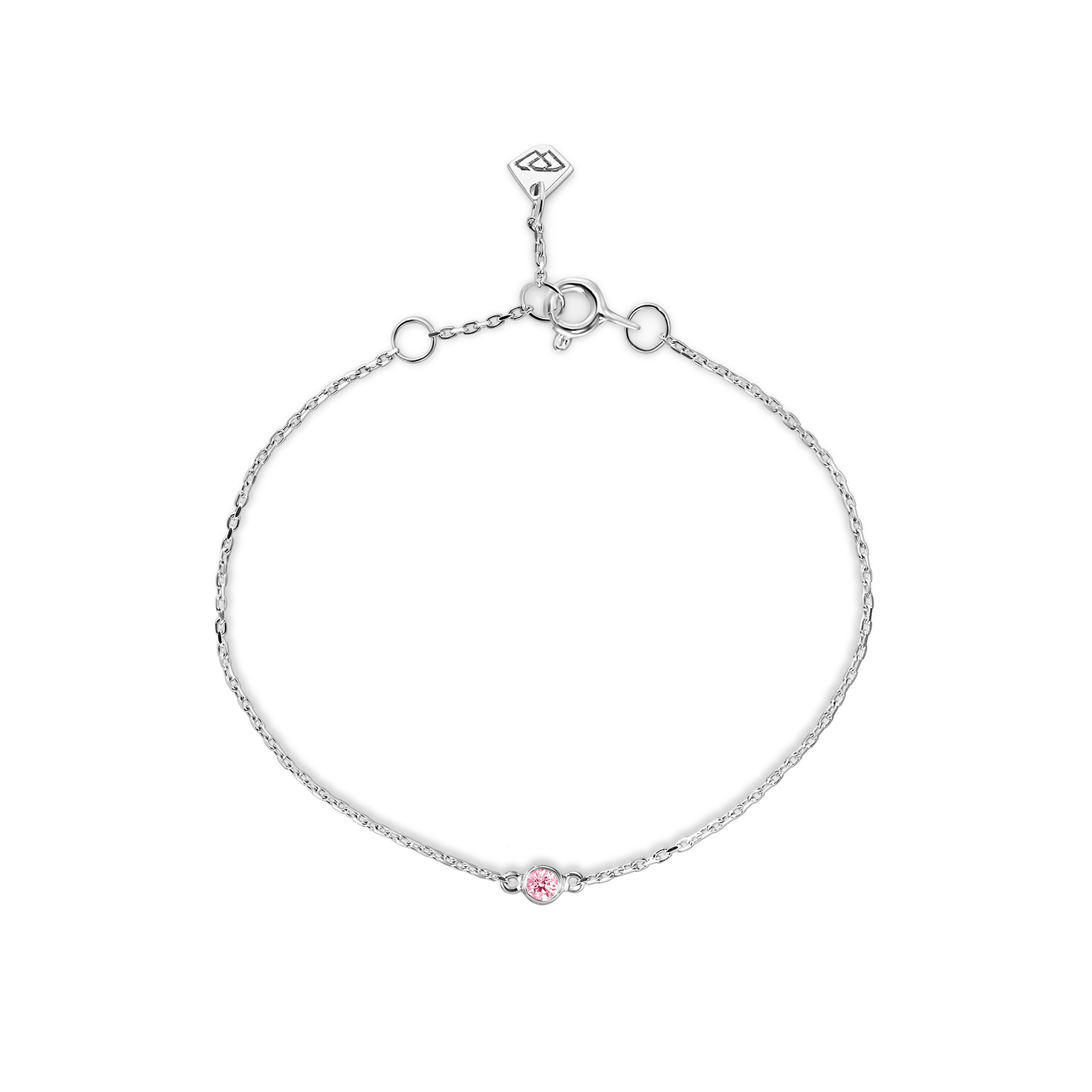 White gold circle bracelet with pink diamond