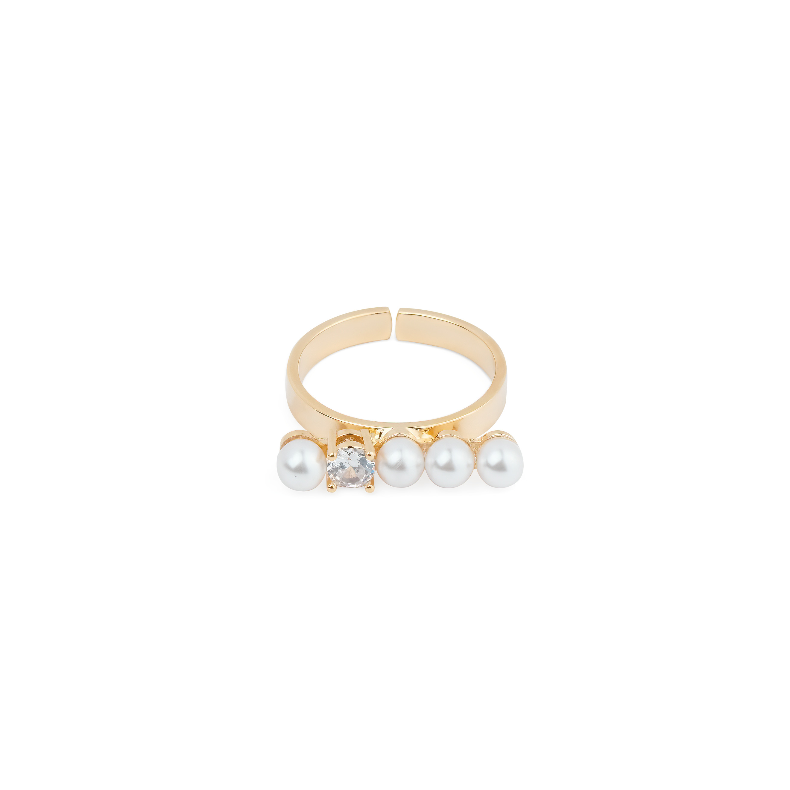 ring with pearl beads and crystal