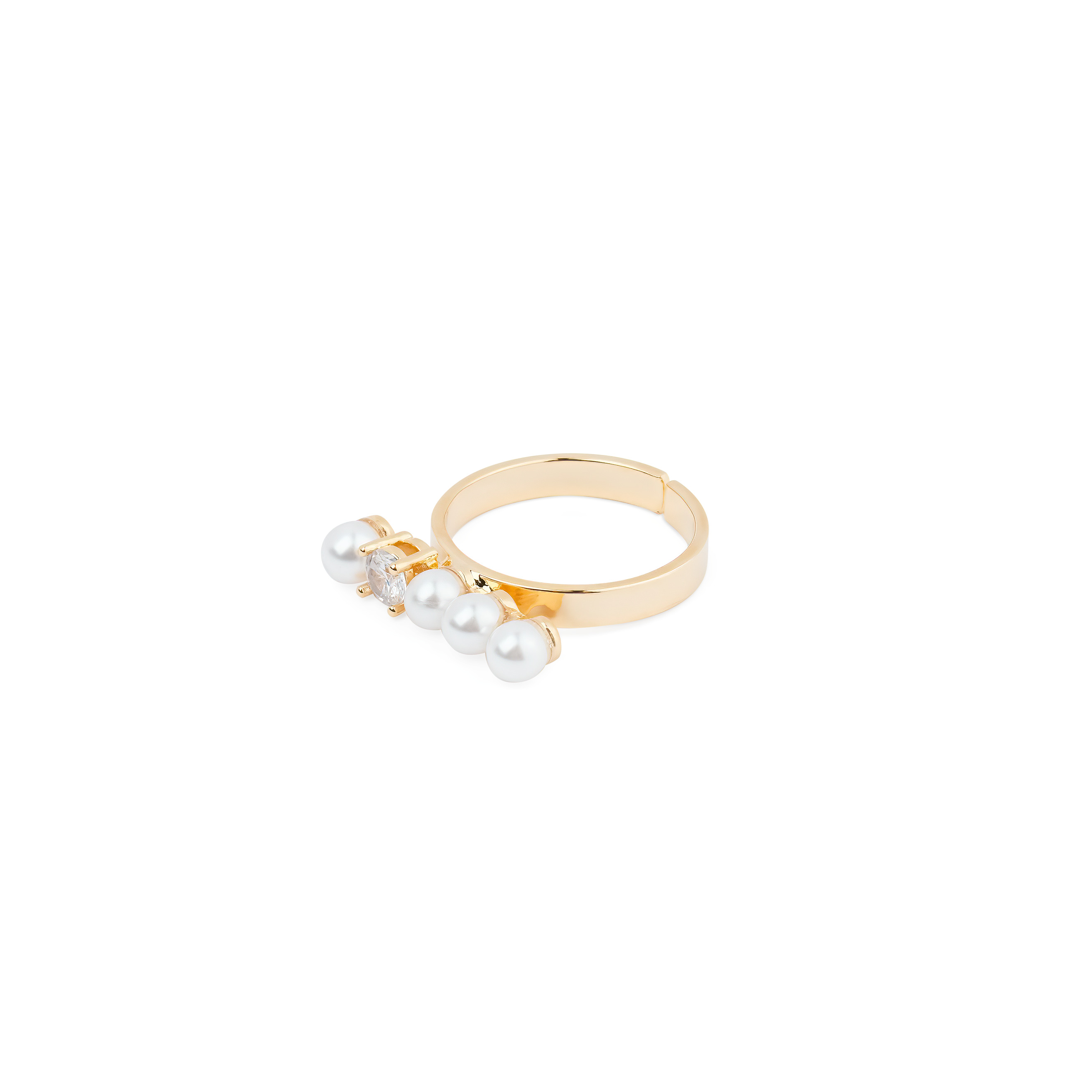 ring with pearl beads and crystal