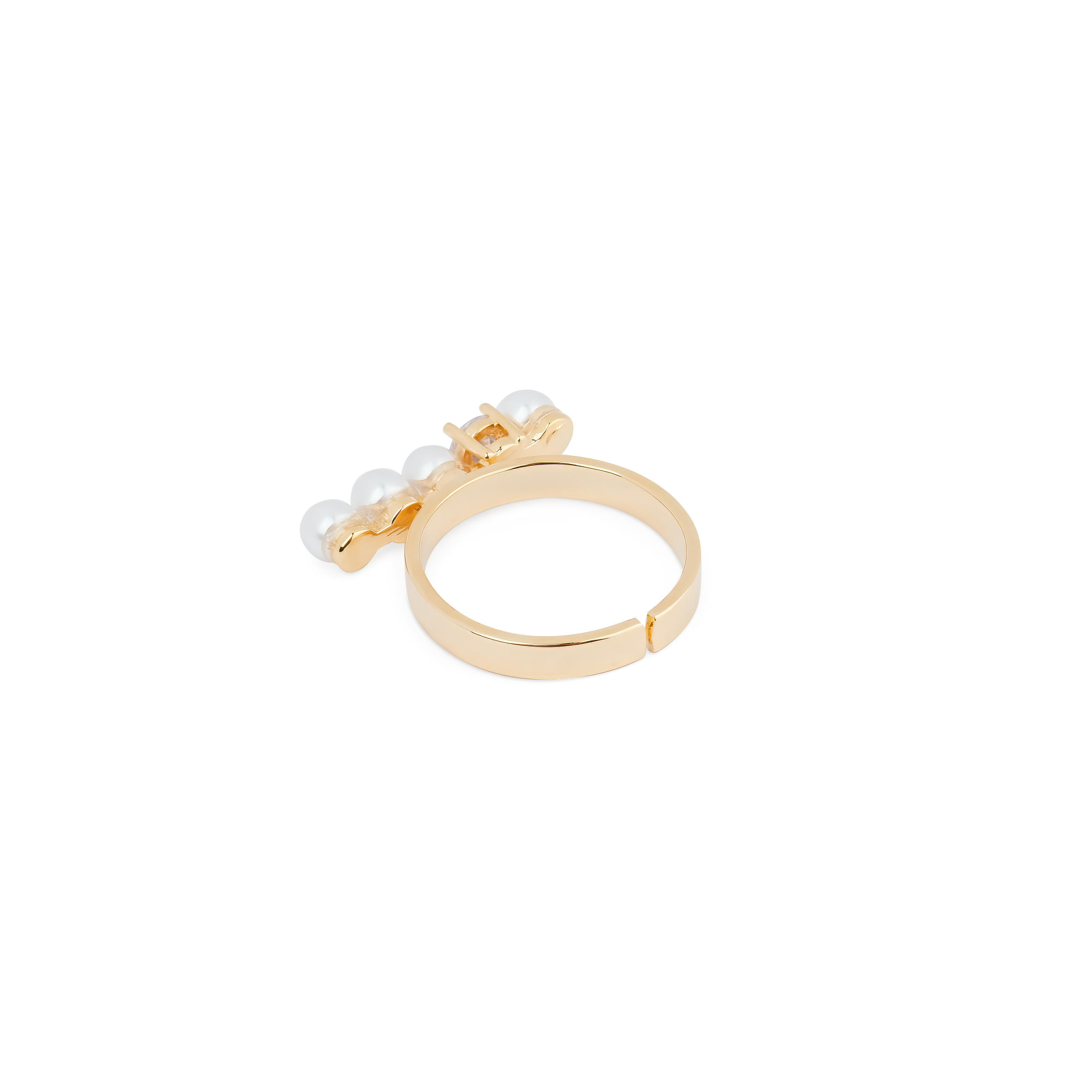 ring with pearl beads and crystal