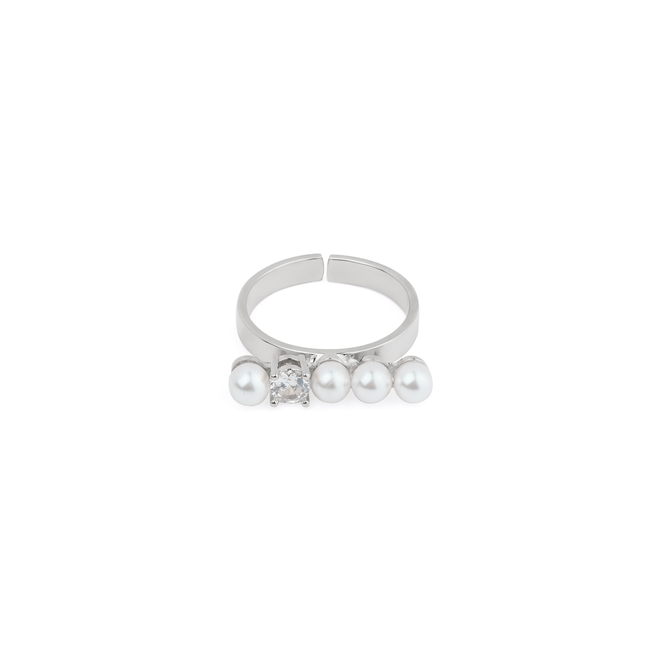 ring with pearl beads and crystal