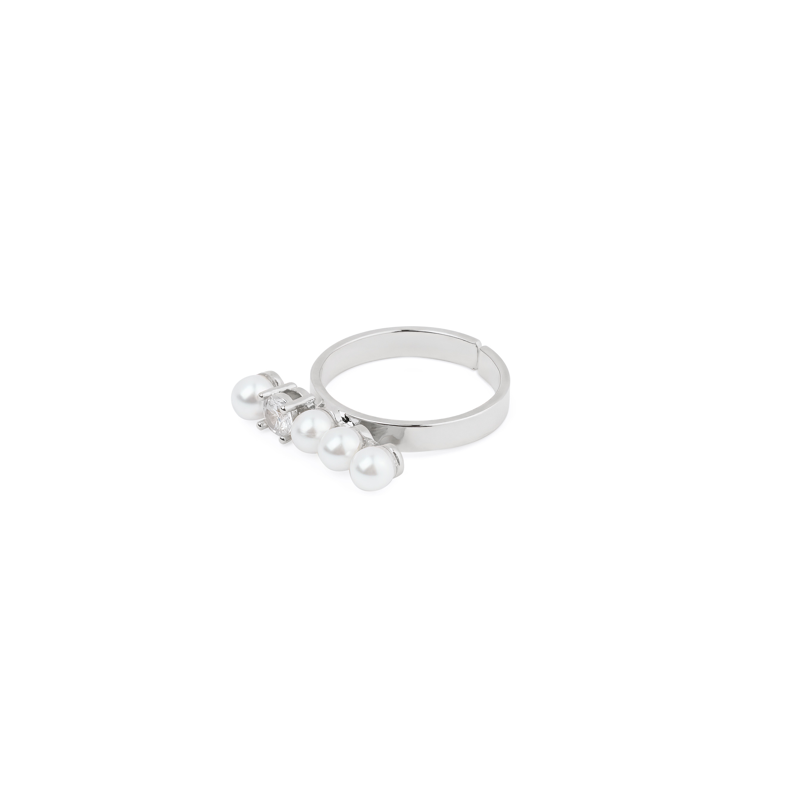 ring with pearl beads and crystal