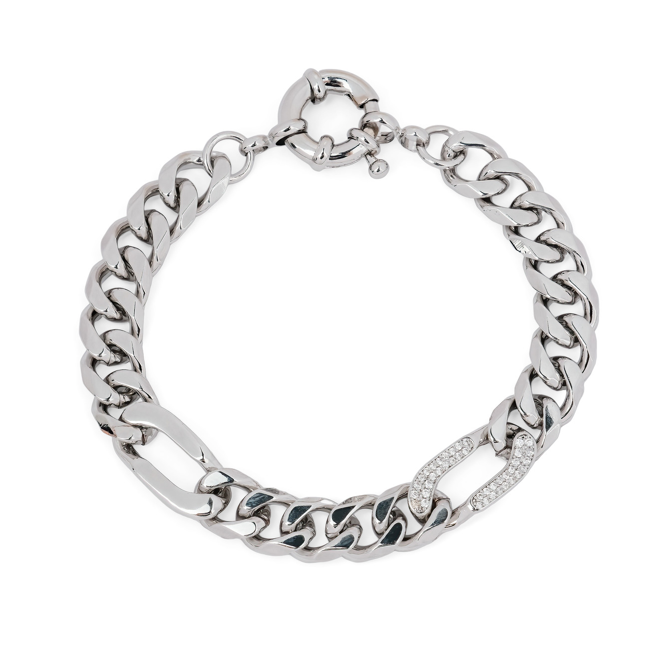 Herald Percy Серебристый браслет-цепь со звеньями из кристаллов