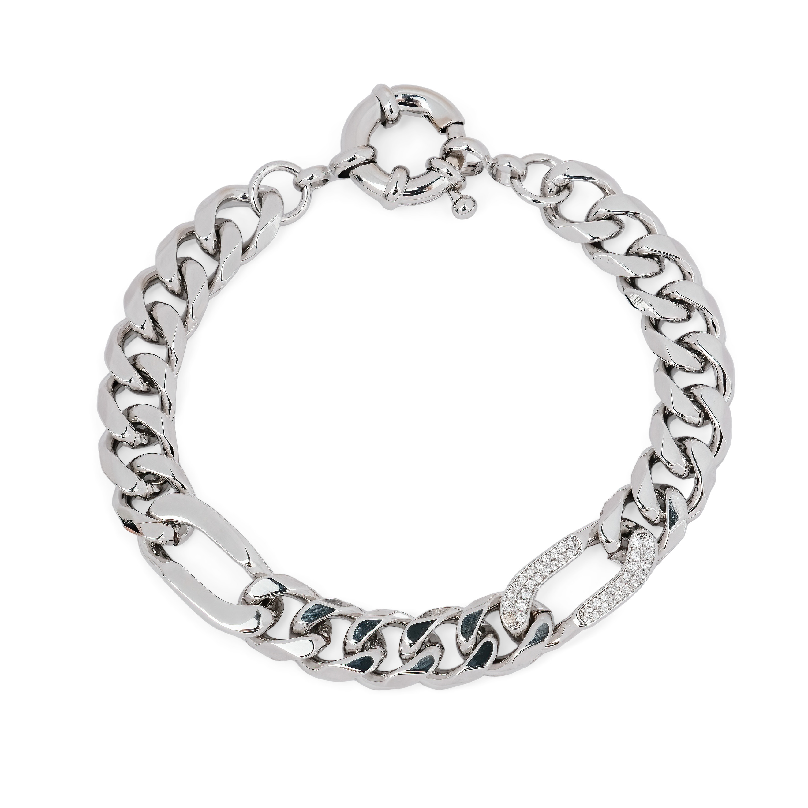 Silver chain bracelet with crystal links