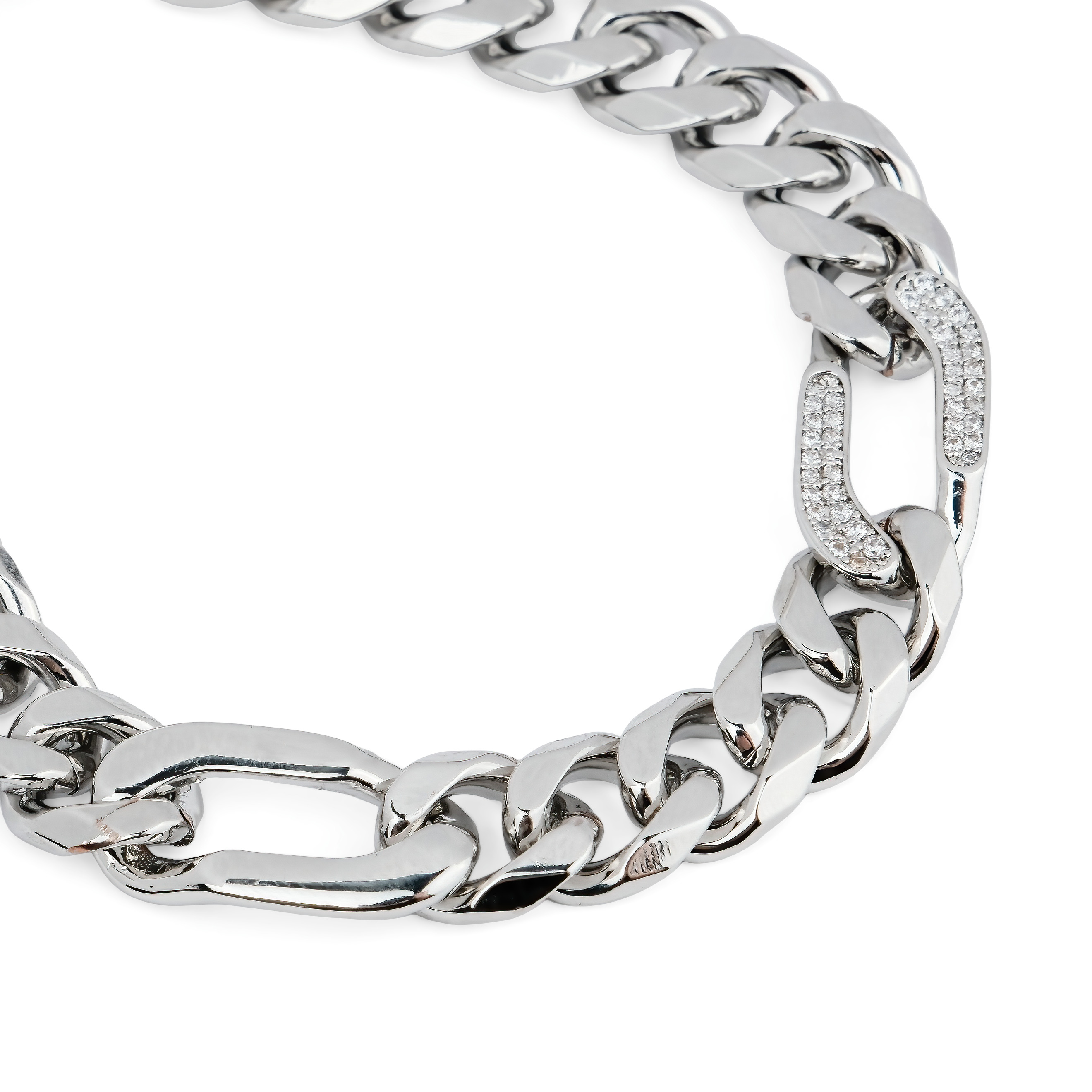 Silver chain bracelet with crystal links