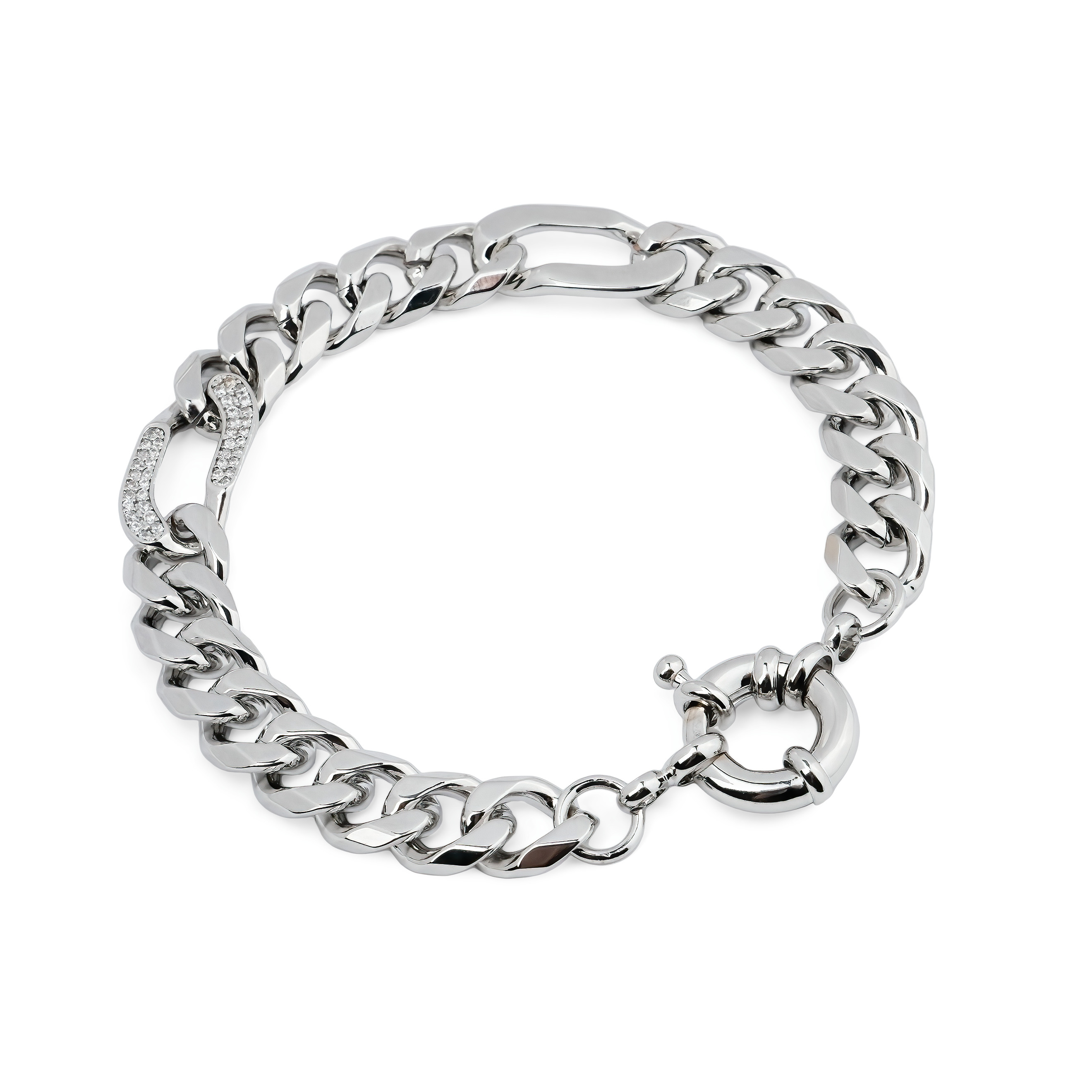 Silver chain bracelet with crystal links