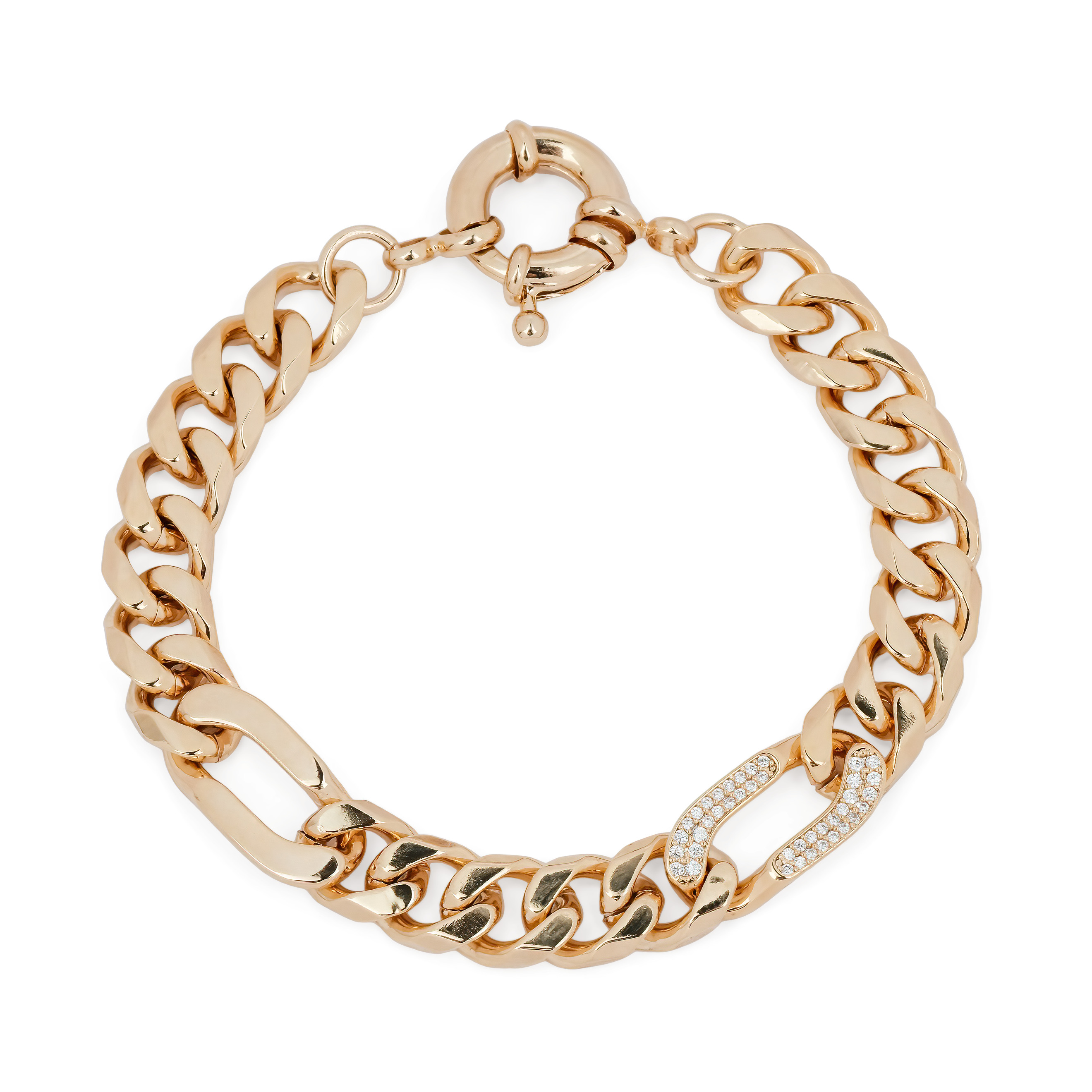 chain bracelet with links of crystals
