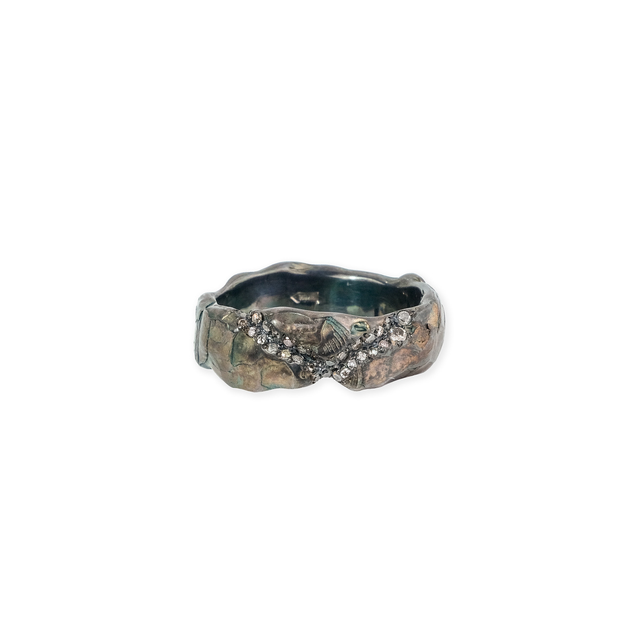 Kintsugi Jewelry Кольцо Satin из серебра с бриллиантами kintsugi jewelry черненое кольцо из серебра silence с обсидианом