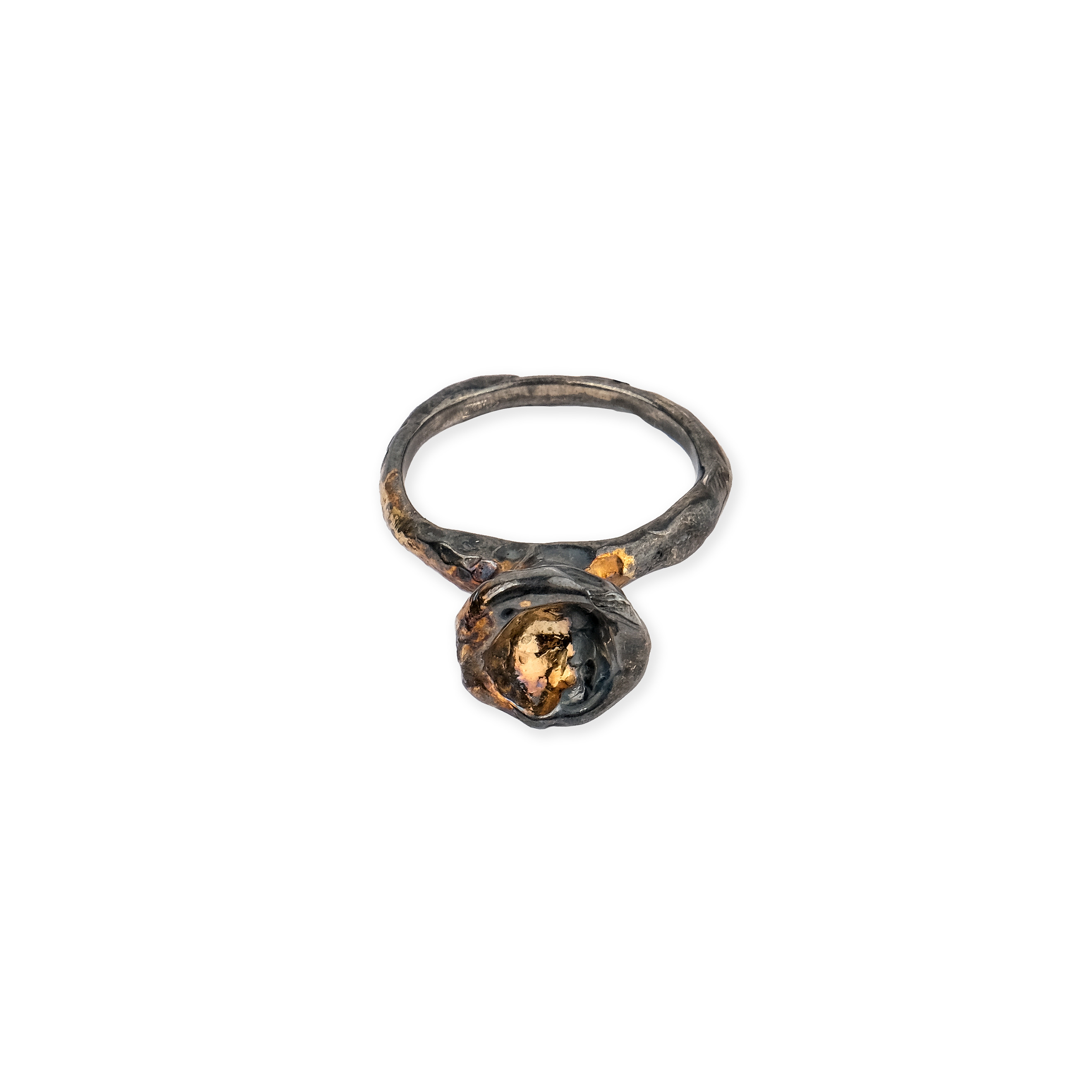 Кольца с крупной вставкой Kintsugi Jewelry Кольцо Soul серебряное с позолотой