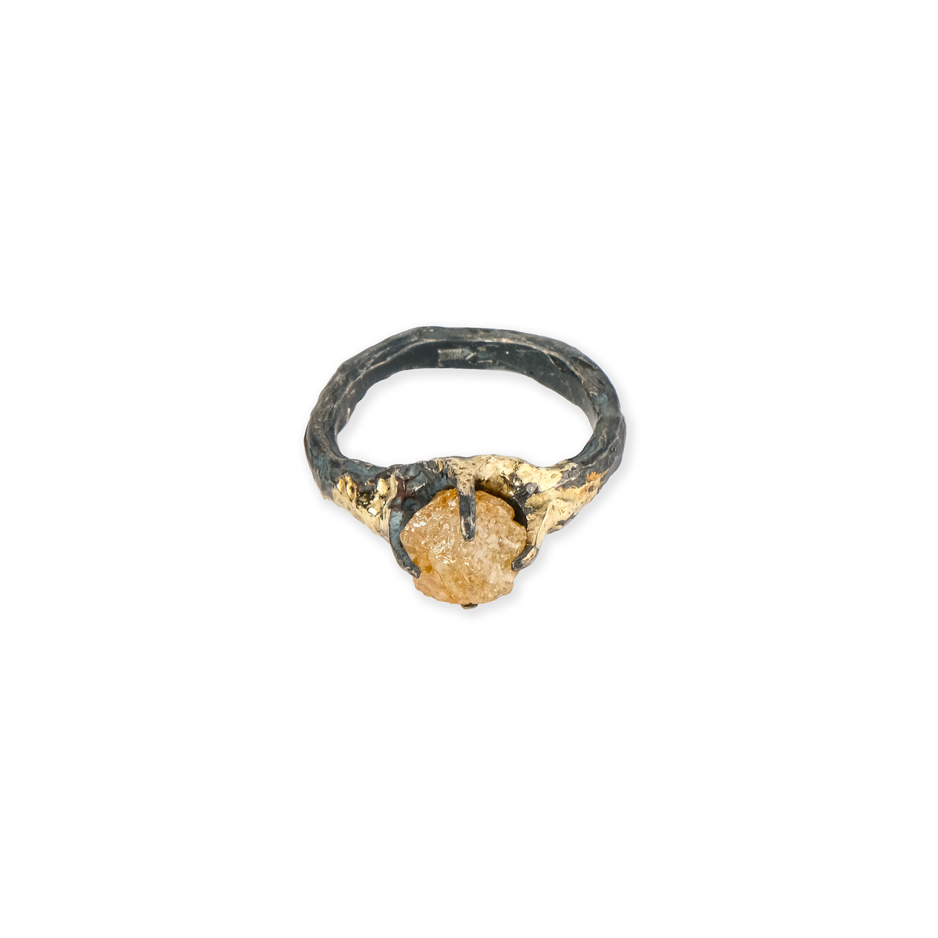 kintsugi jewelry кольцо rough diamond из золота с кристаллом кварца Kintsugi Jewelry Кольцо Wild power из серебра с позолотой и кристаллом кварца