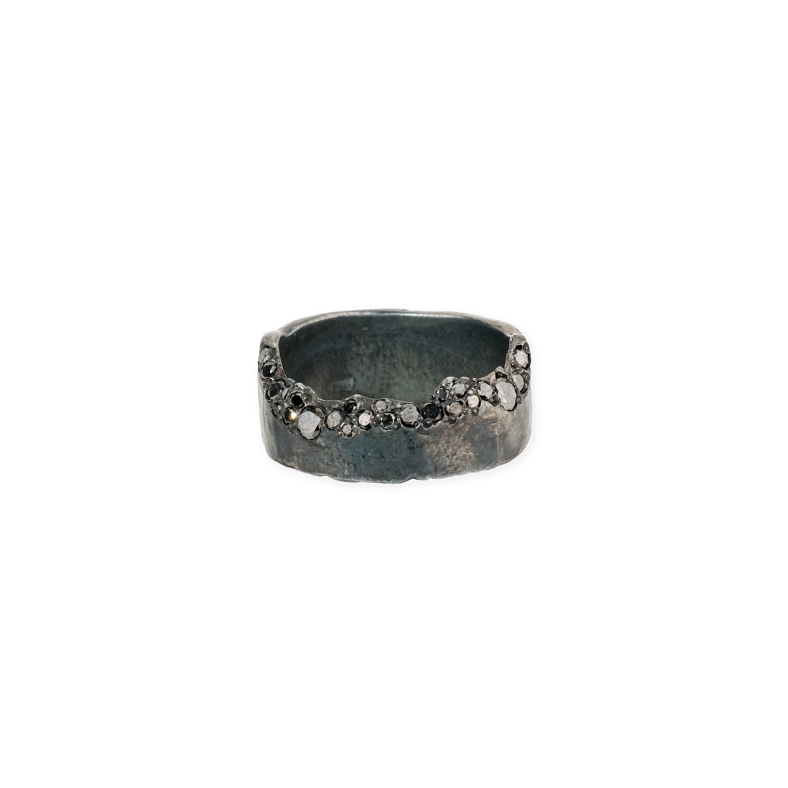 Широкие кольца Kintsugi Jewelry Кольцо Life lessons серебряное с бриллиантами