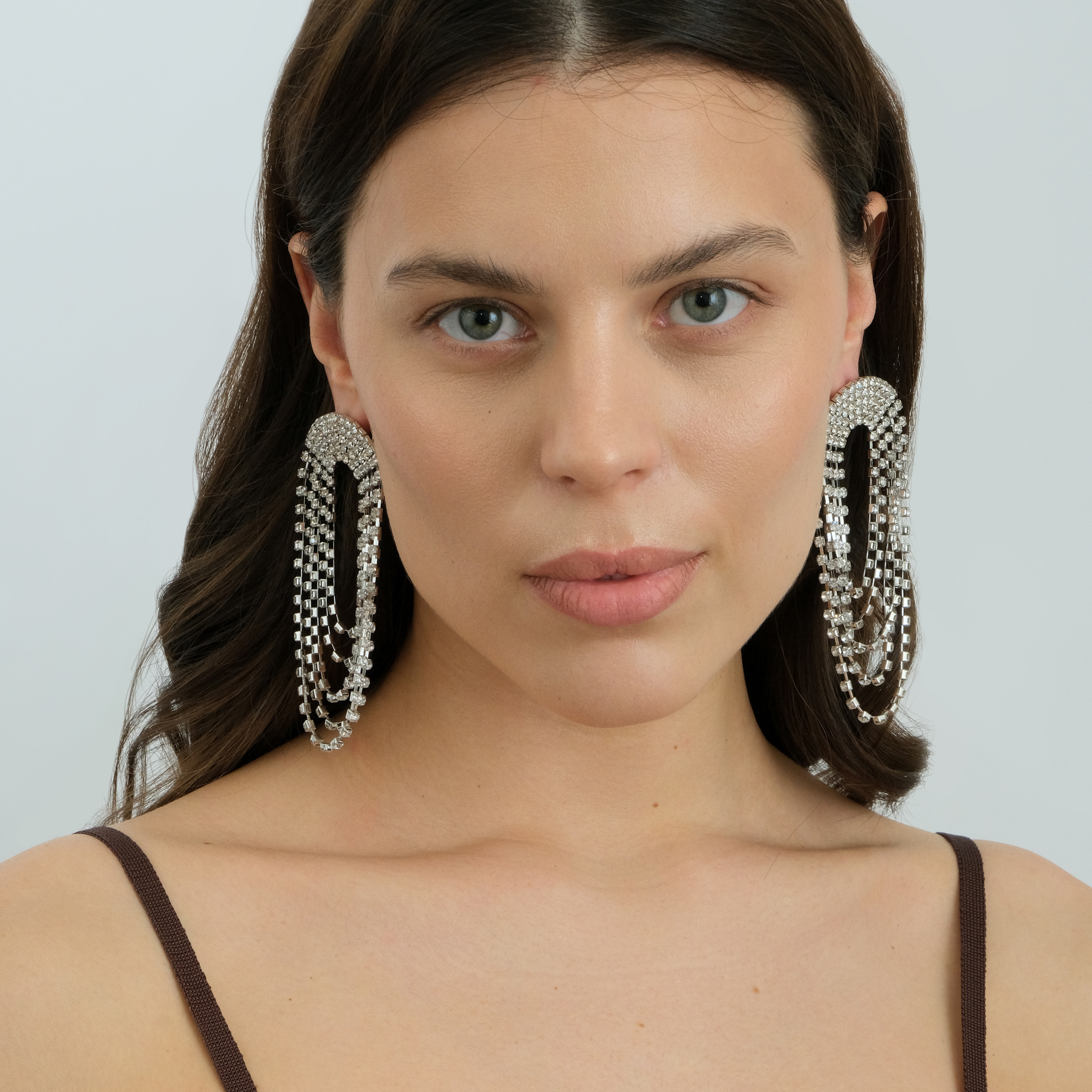 oval earrings completelcovered with crystals