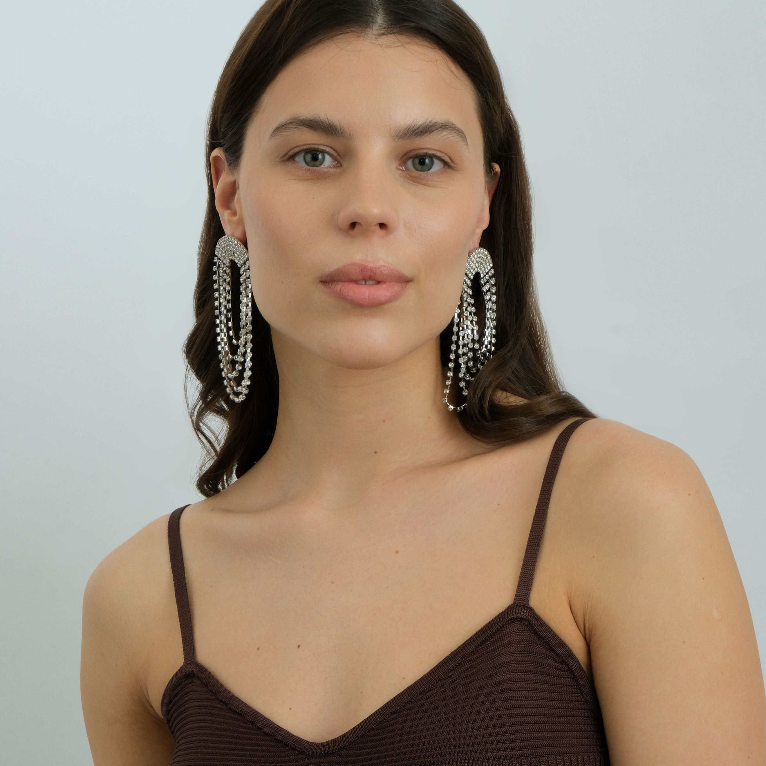 oval earrings completelcovered with crystals