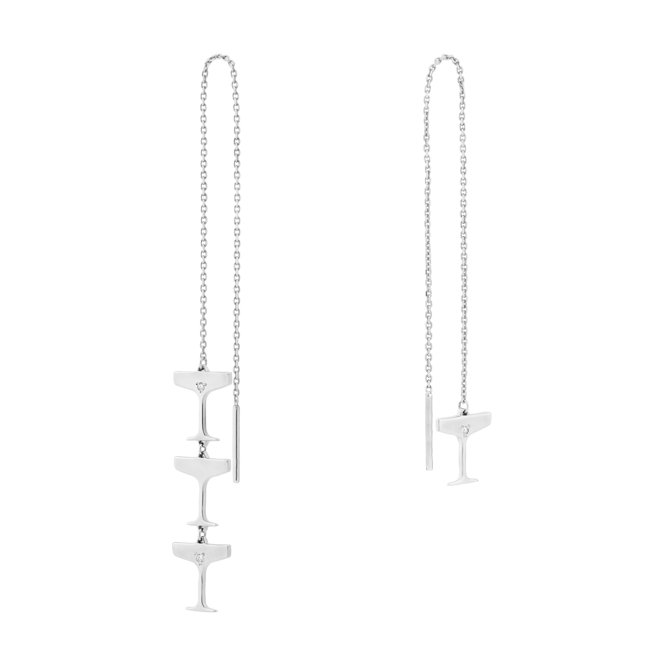 Асимметричные серьги LUTA Jewelry Серебряные серьги-протяжки Sparkling