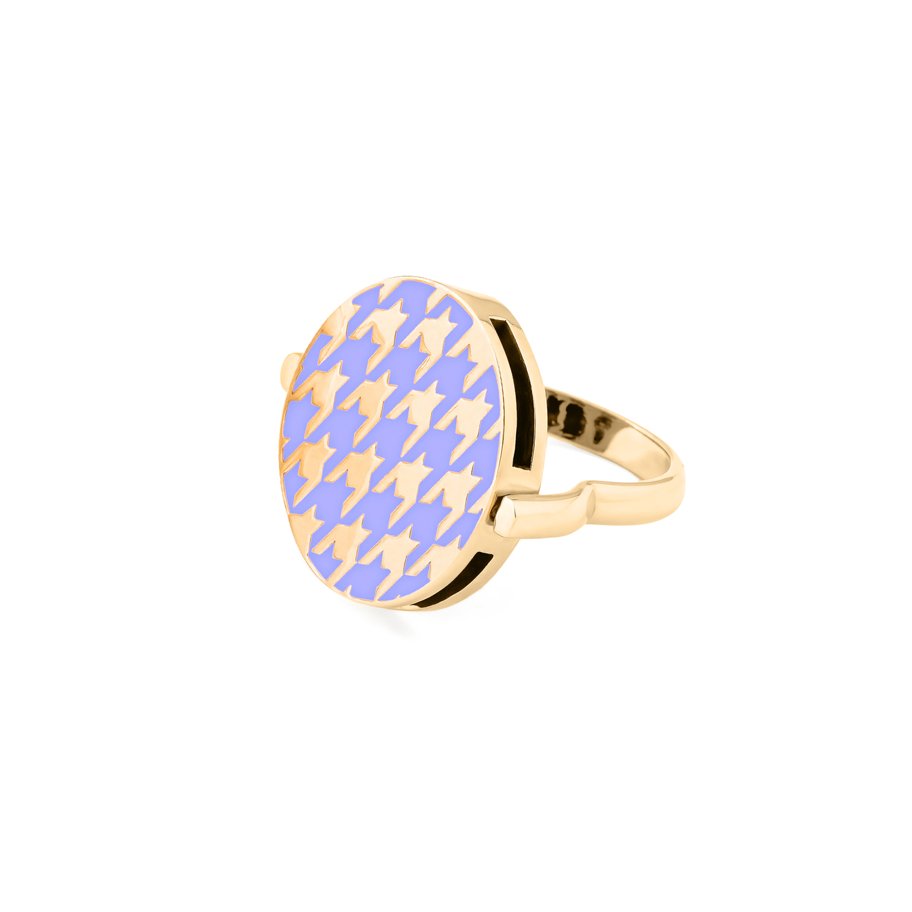 цена LUTA Jewelry Покрытое лимонным золотом двухстороннее серебряное кольцо-подвеска «гусиная лапка» из лавандовой и белой эмали