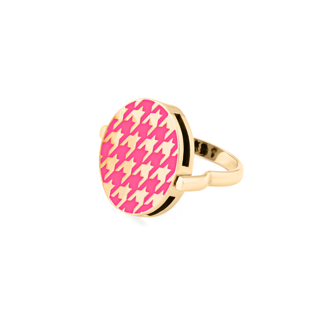 цена LUTA Jewelry Покрытое лимонным золотом двухстороннее серебряное кольцо-подвеска с узором «гусиная лапка» из флуоресцентной эмали