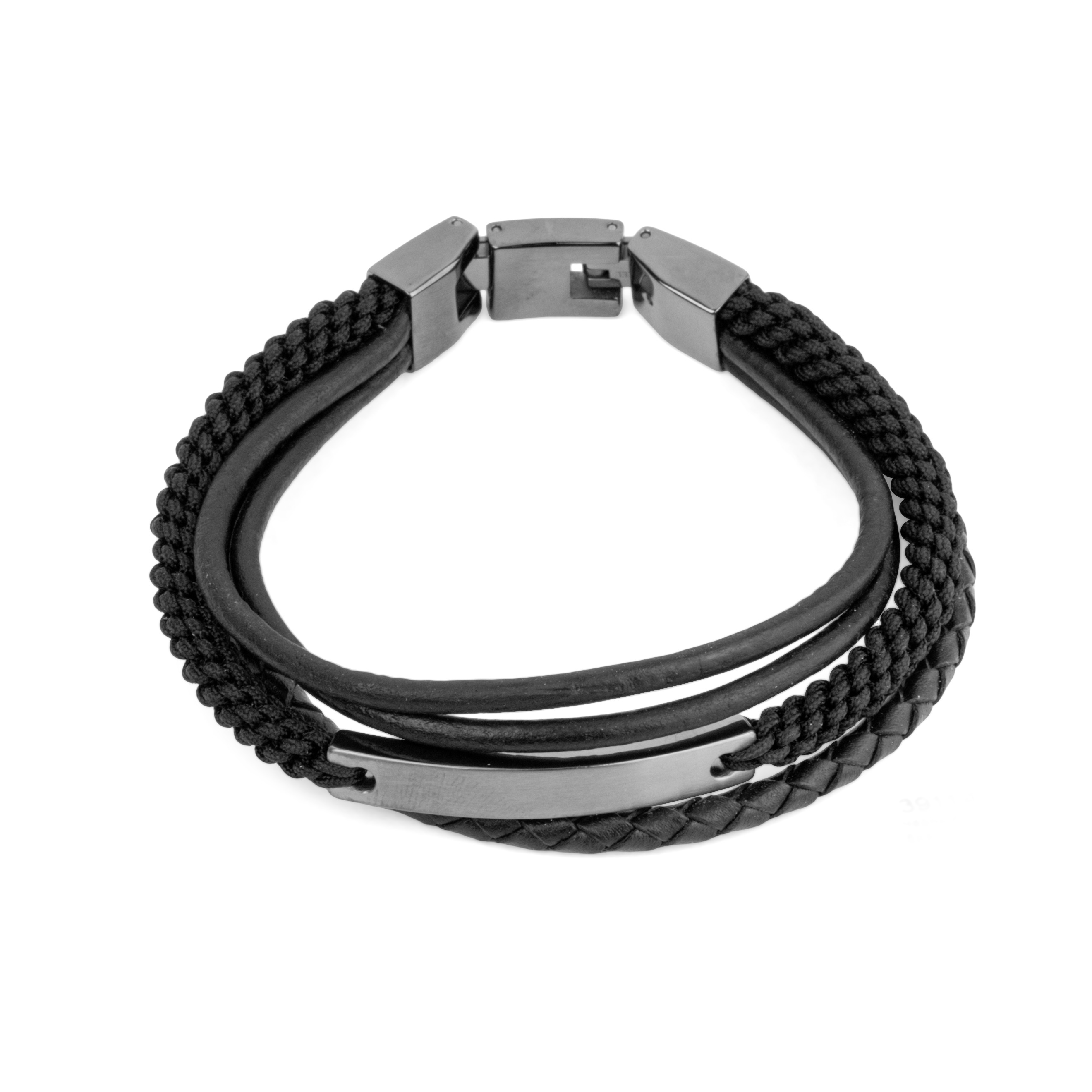 Широкие браслеты Fossil Черный многослойный кожаный браслет
