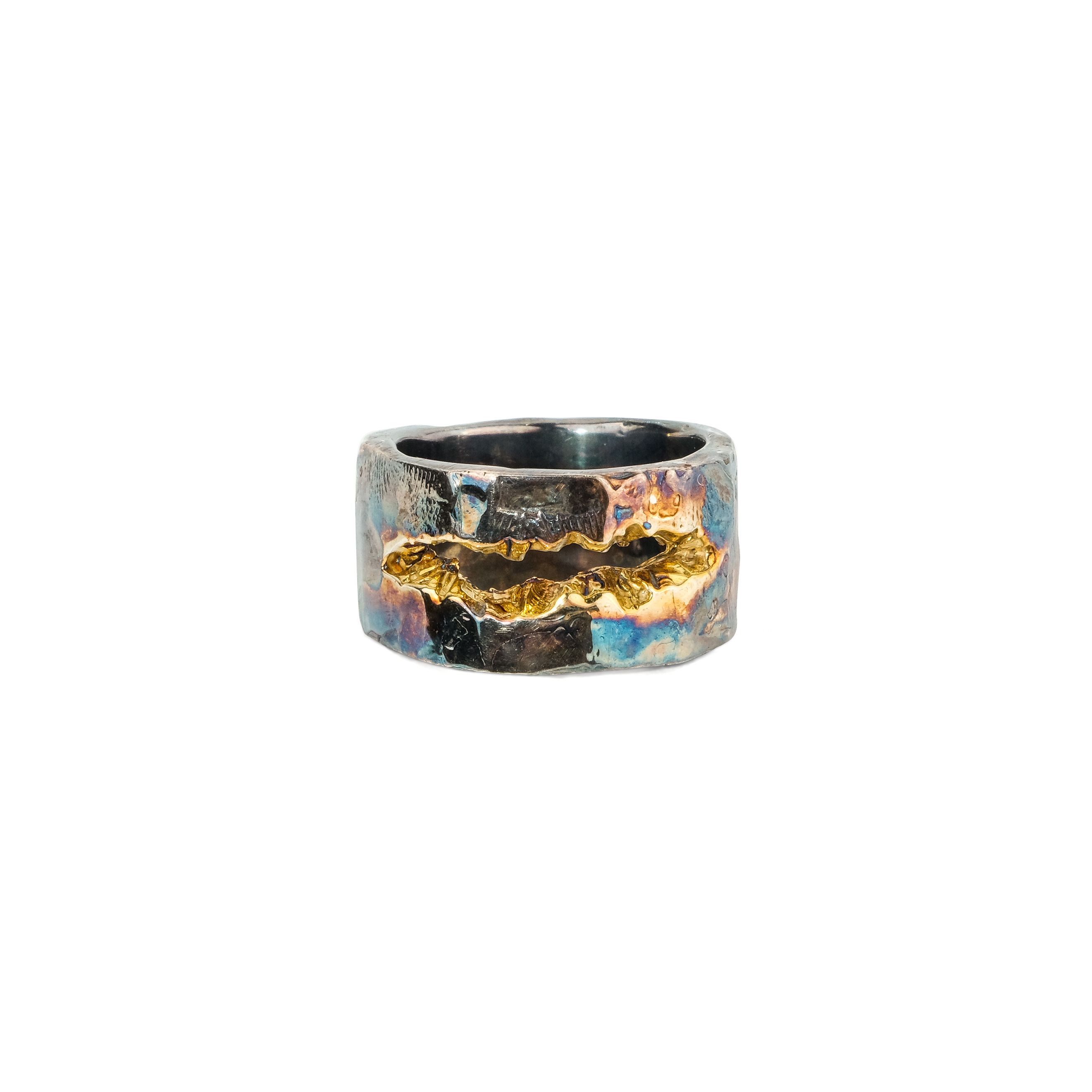 Широкие кольца Kintsugi Jewelry Кольцо Forgiveness серебряное с позолотой