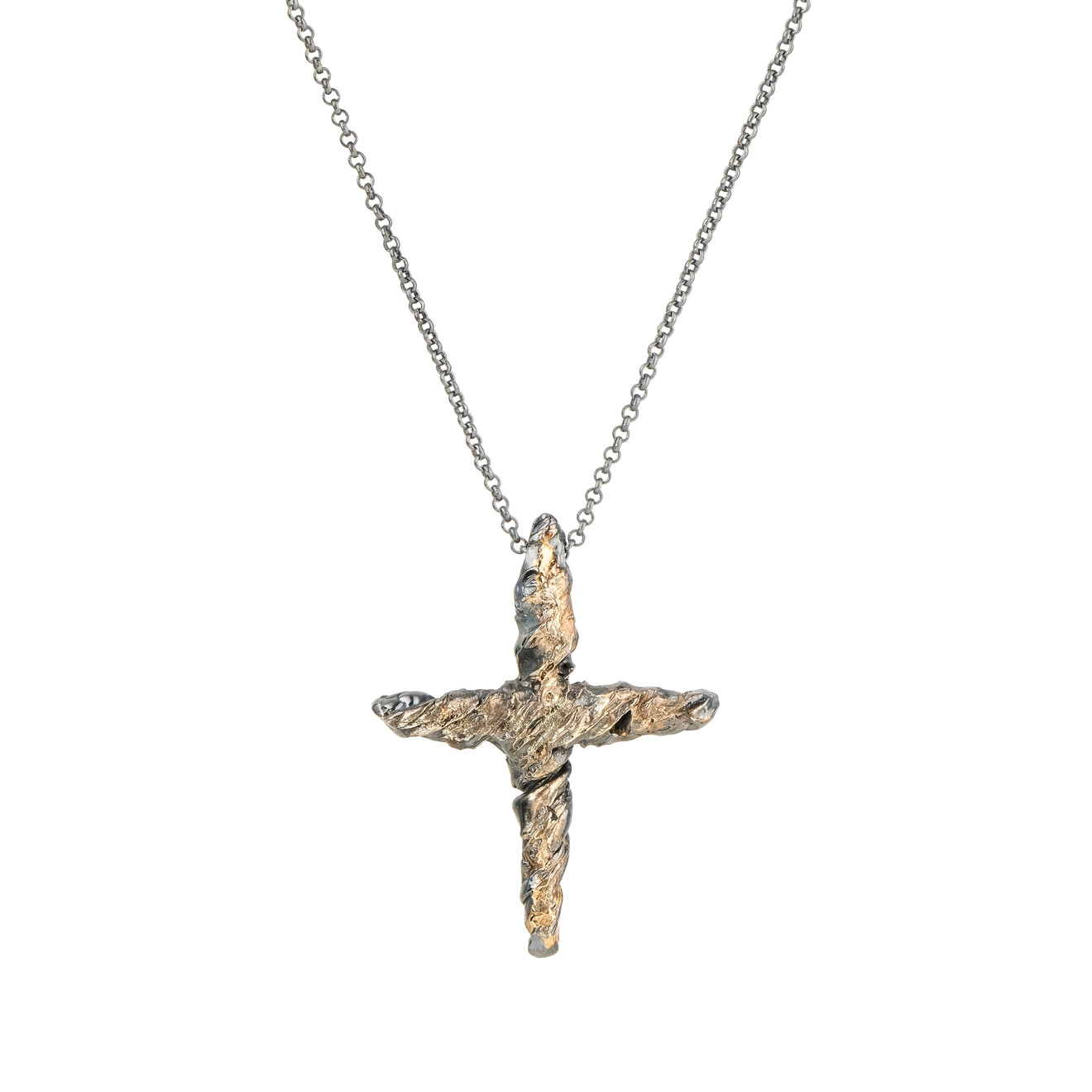 Kintsugi Jewelry Кулон Cross из серебра с позолотой