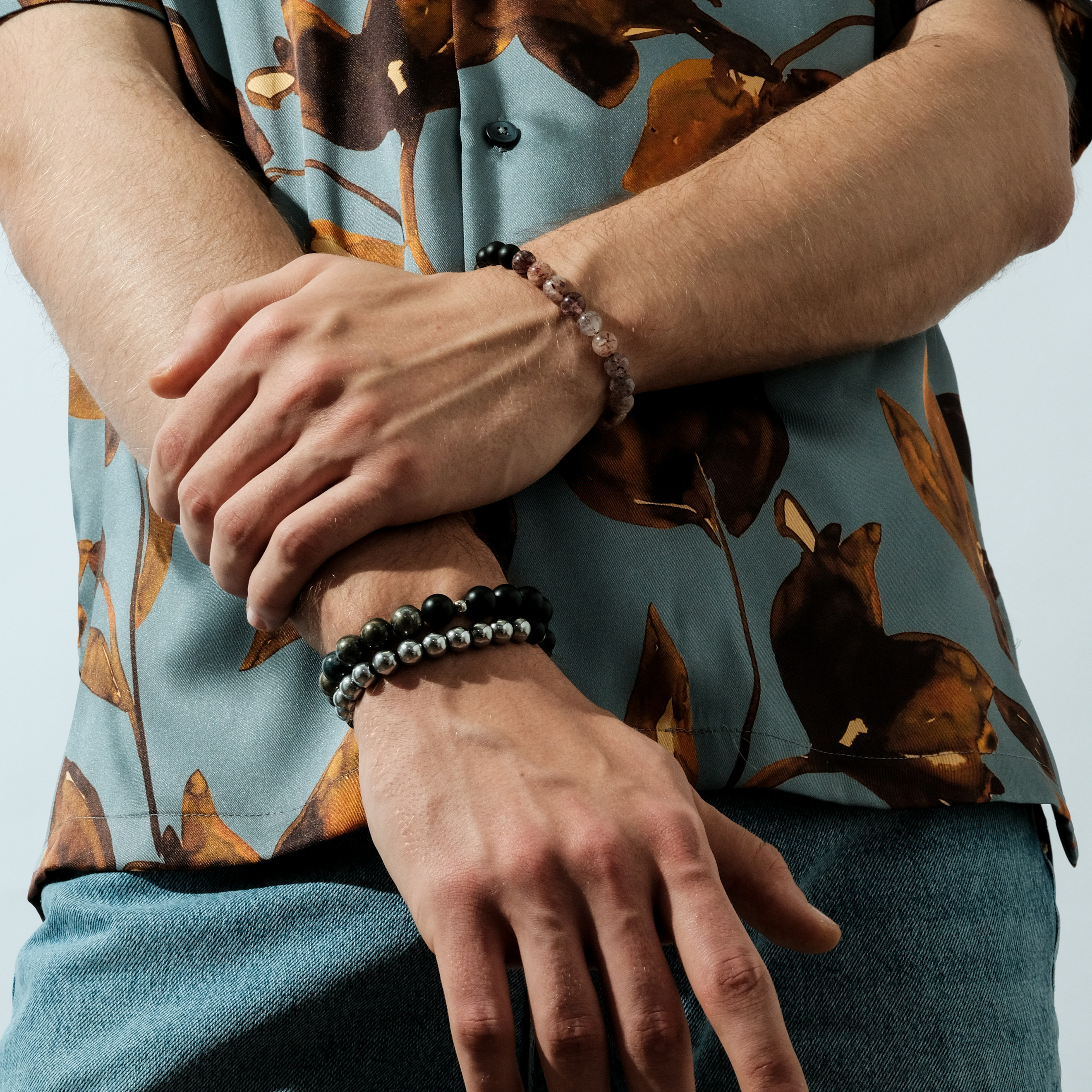 Bracelet made of agate and pyrite Ø10mm
