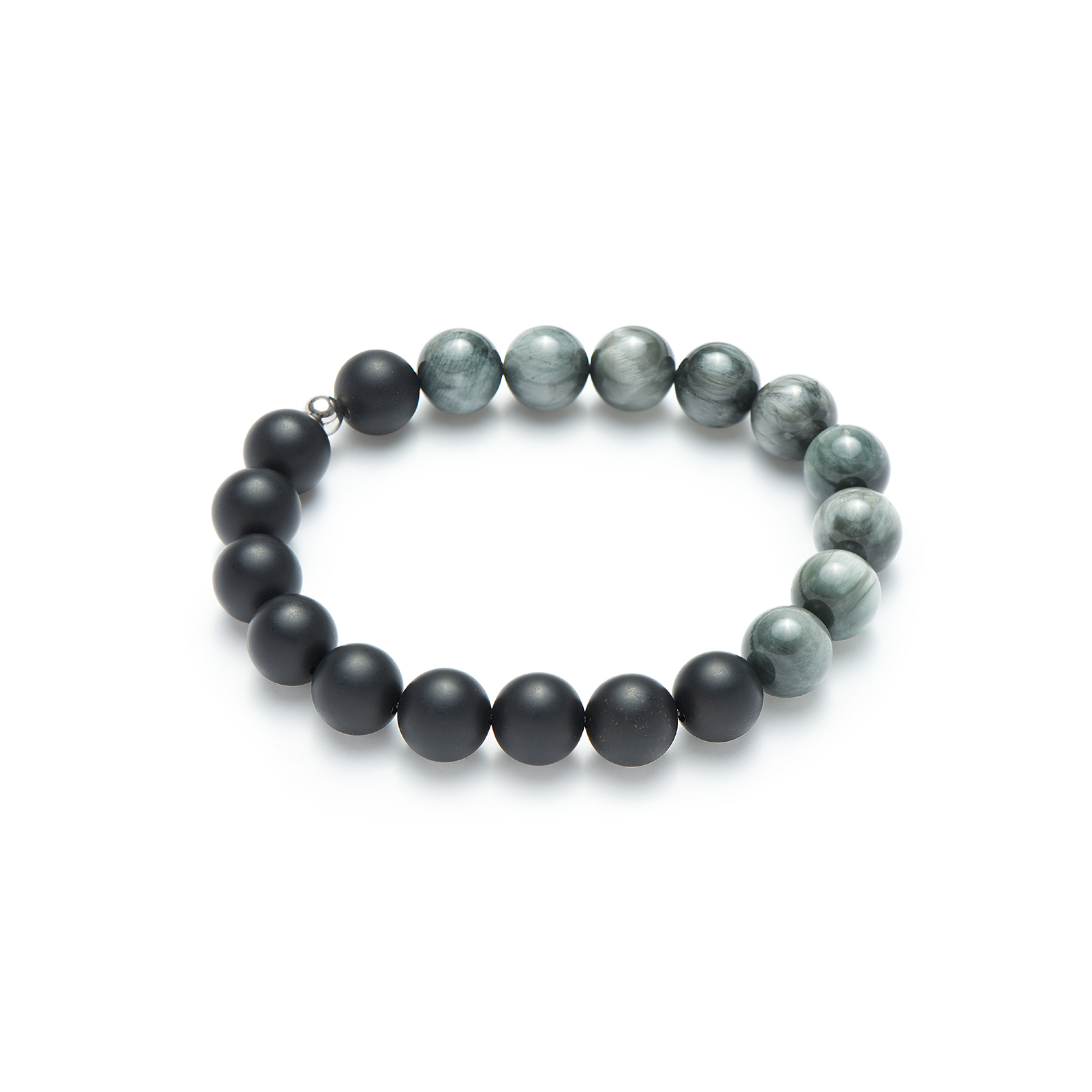 Bracelet made of agate and gray chrysoberyl Ø8mm