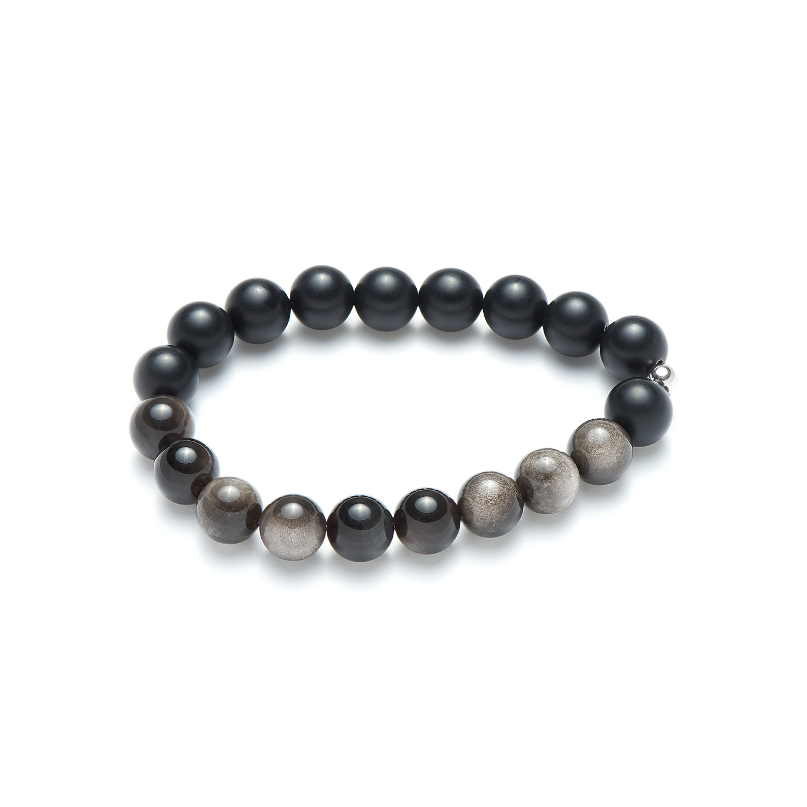 Bracelet made of agate and grey obsidian Ø8mm