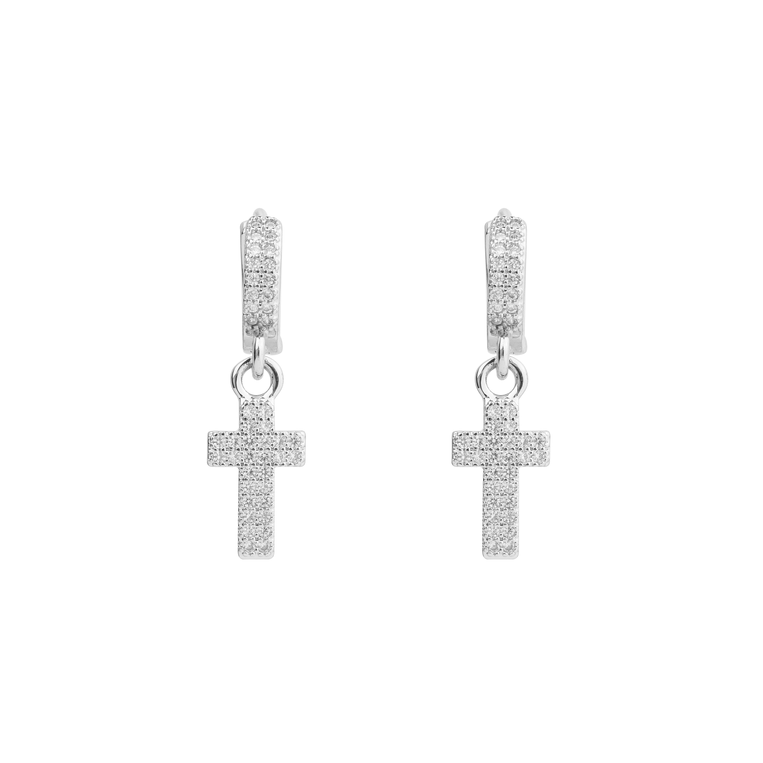 earrings with cross pendants with crystals