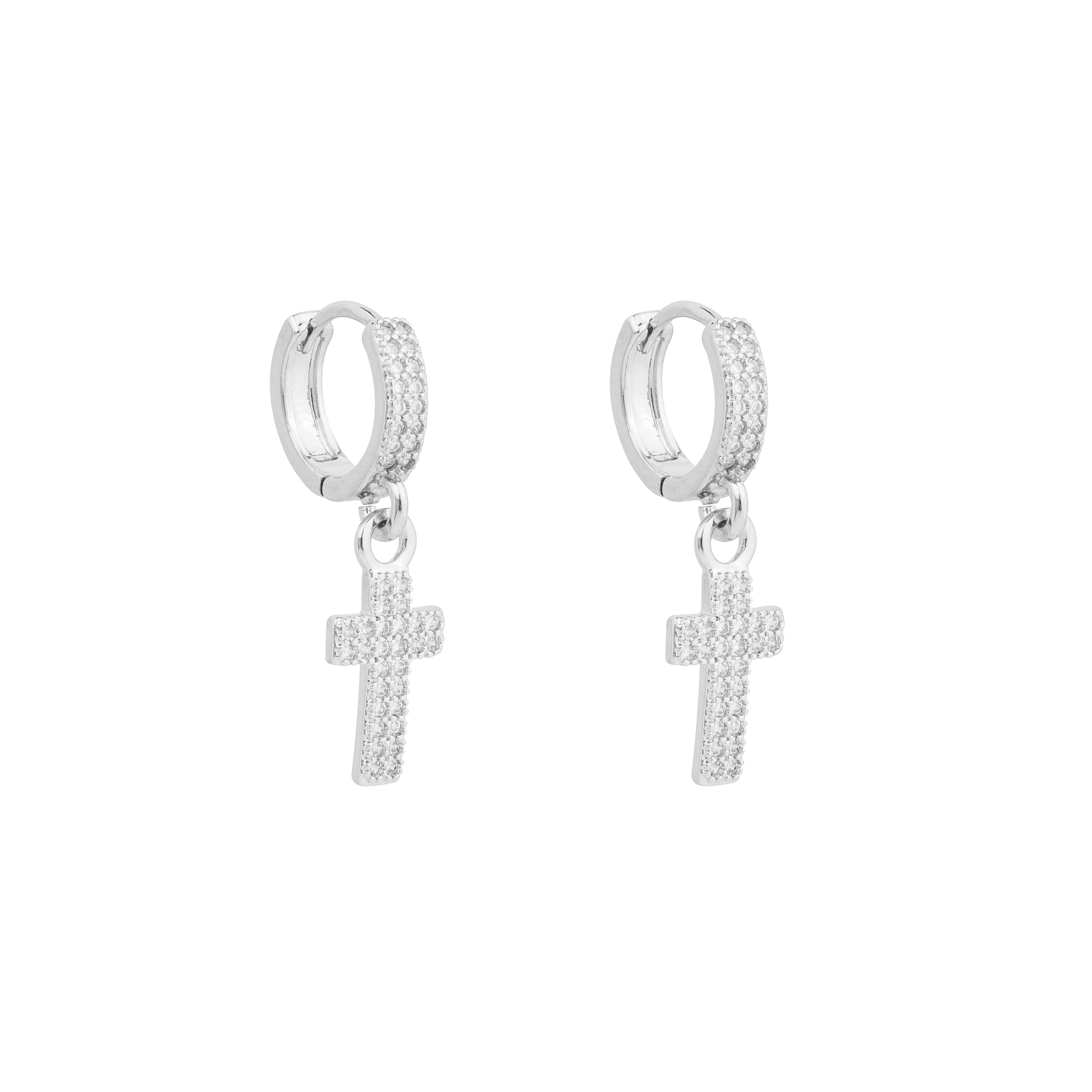 earrings with cross pendants with crystals