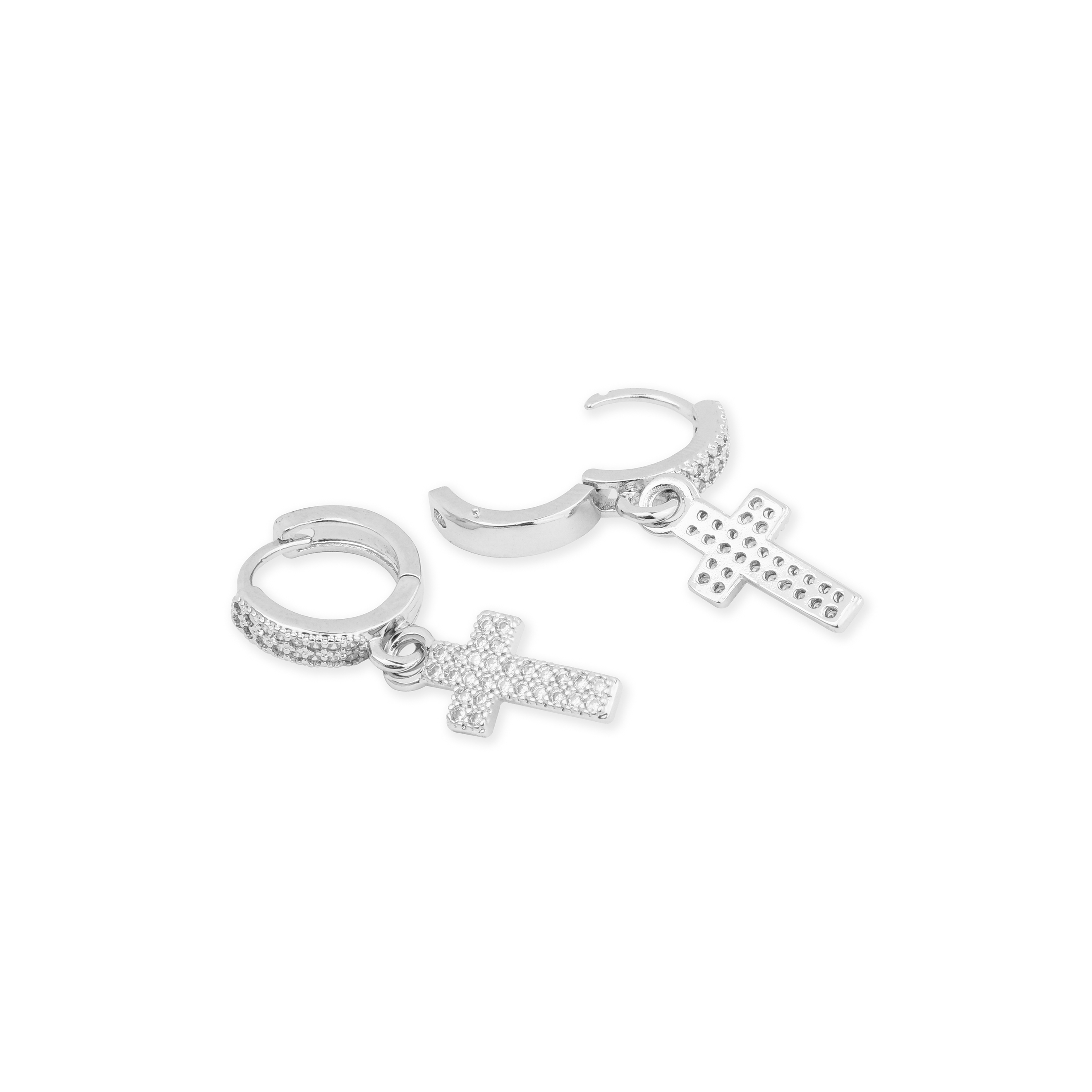 earrings with cross pendants with crystals