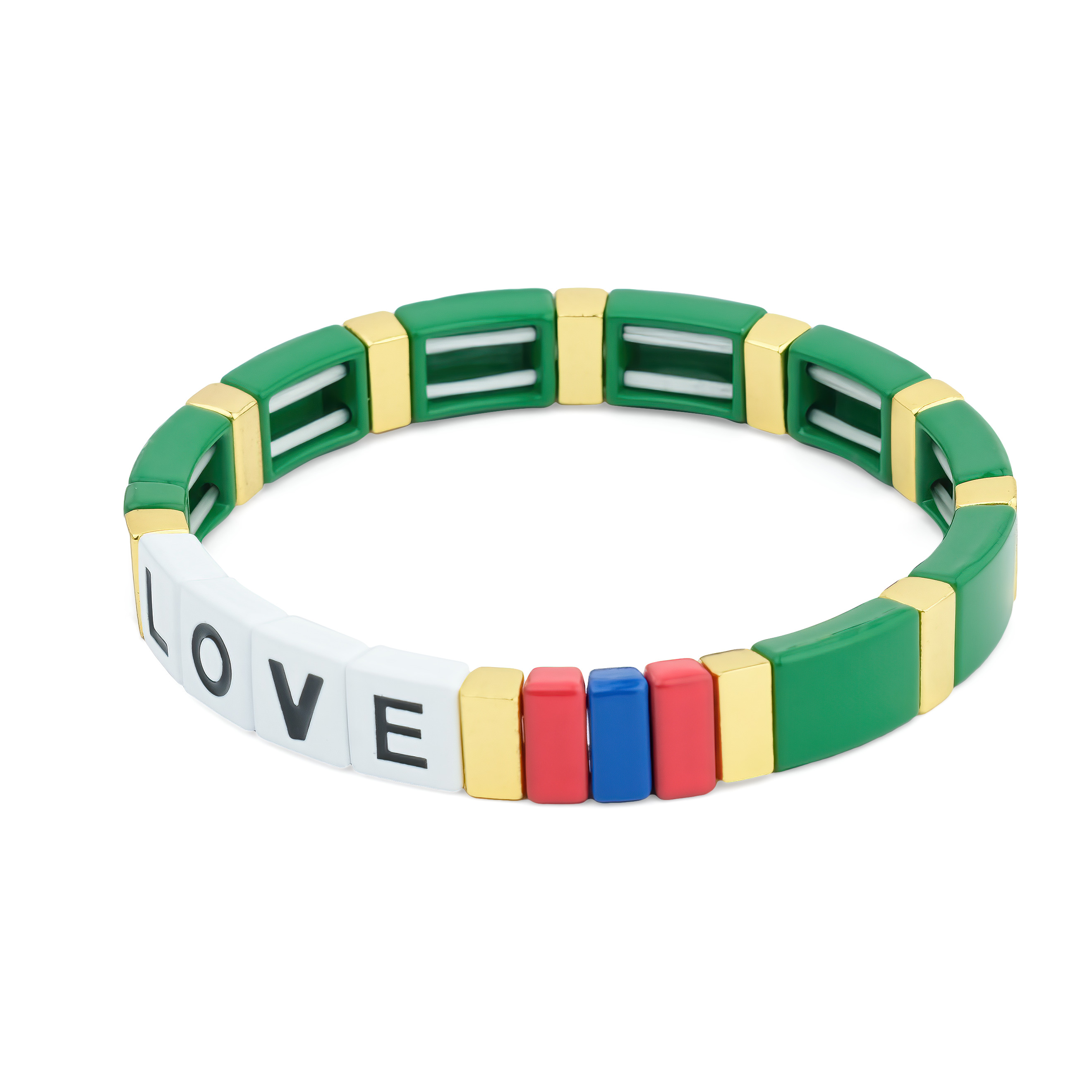 Браслет зеленый LOVE-1