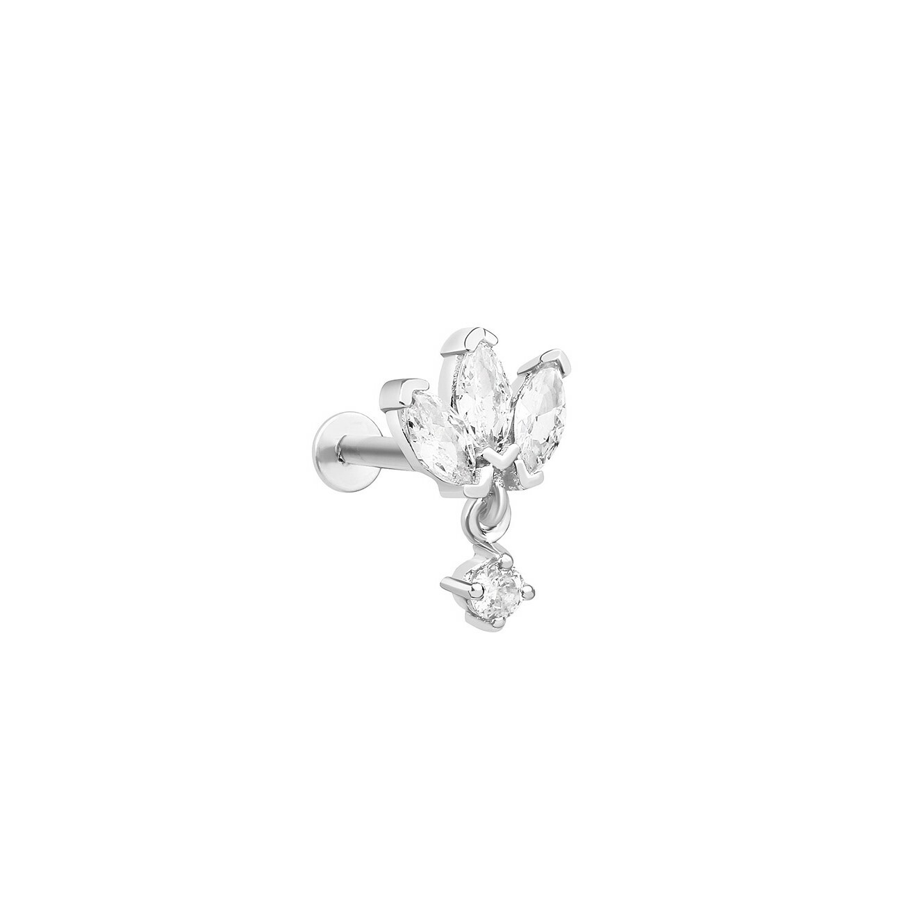 Wrap-a lotus made of silver with a pendant element and zirconium, from the Piercing collection