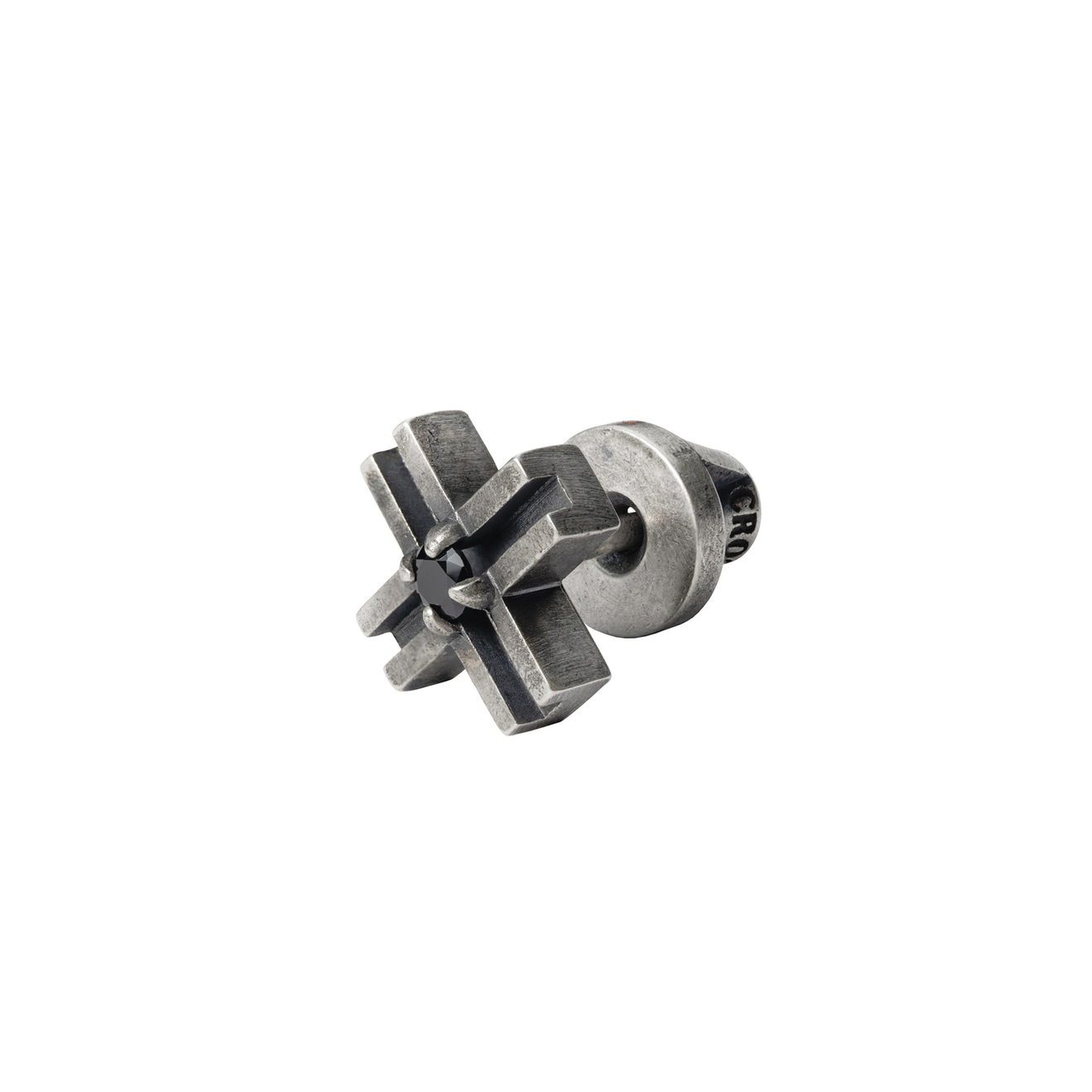 CROSS Моносерьга--крест из серебра с пропилом со вставкой poche кольцо из серебра с вставкой фуксия