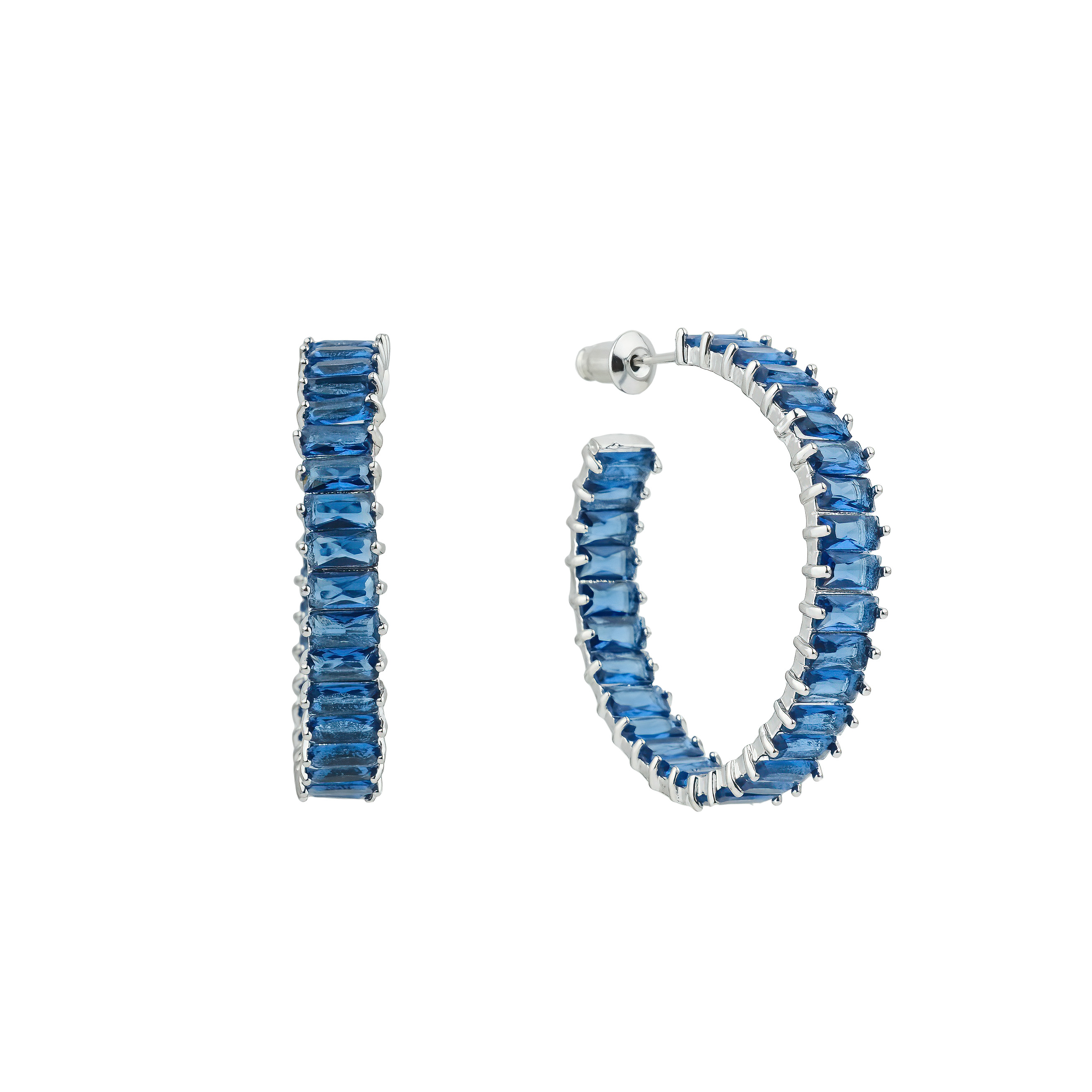 Earrings rings with blue crystals