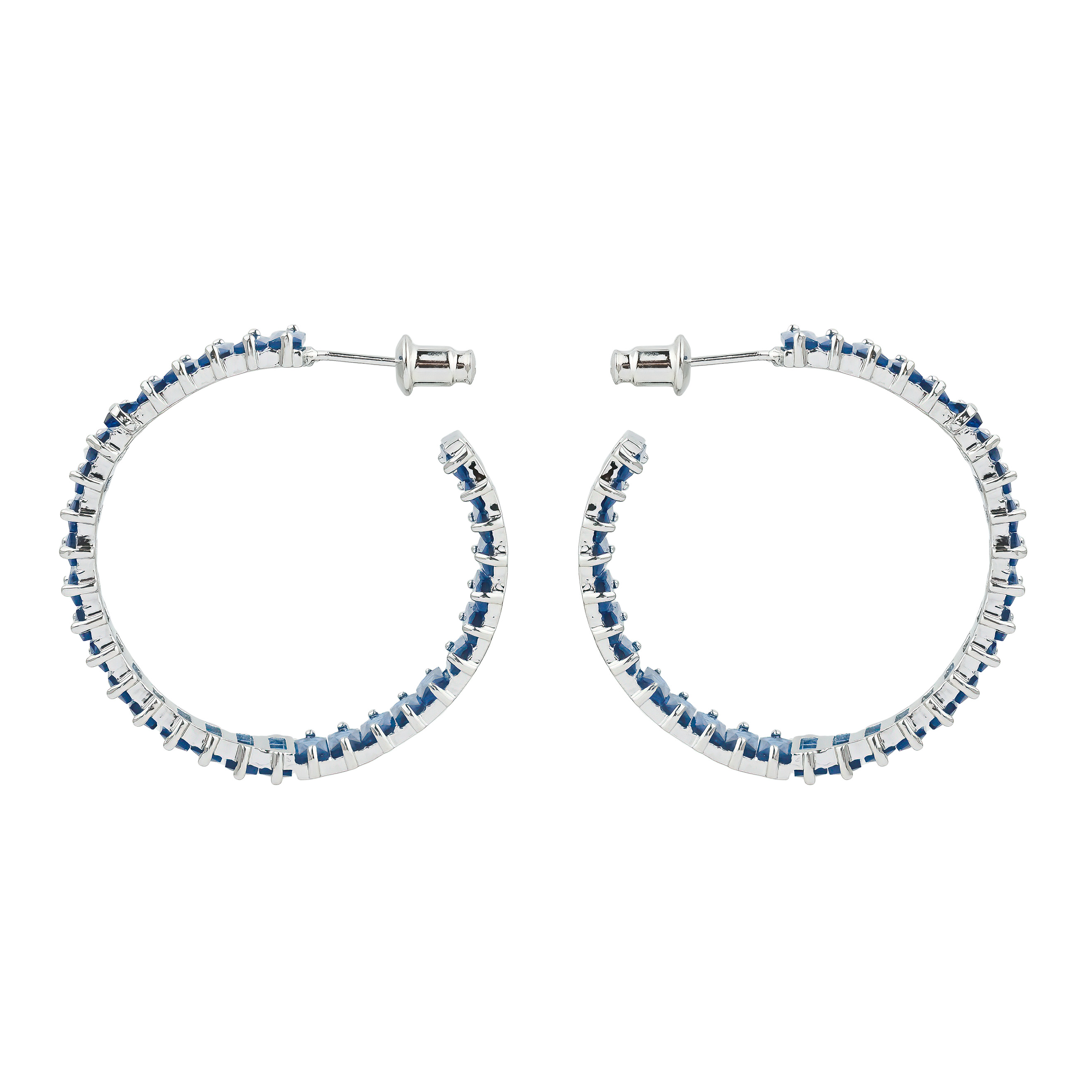 Earrings rings with blue crystals