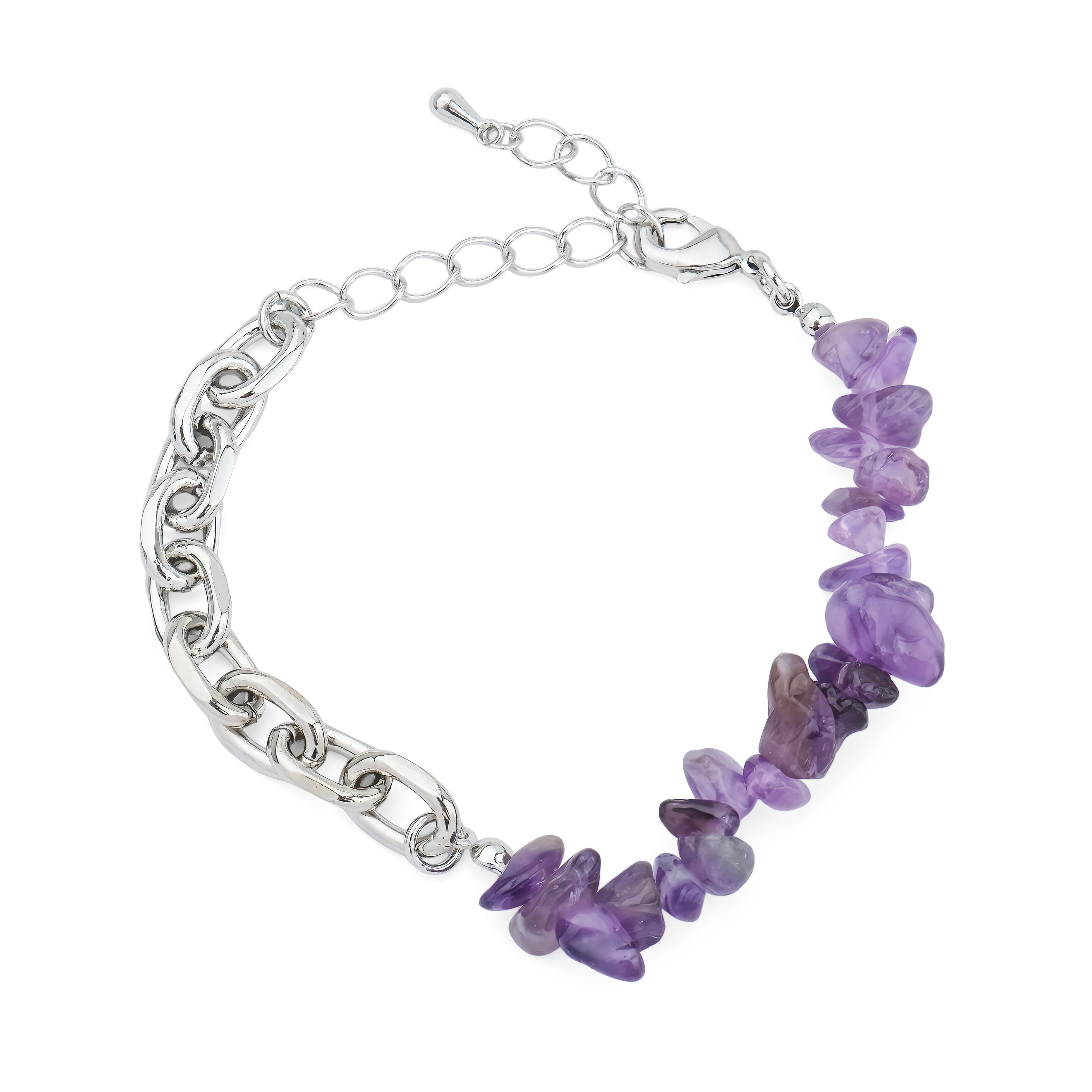 Silver chain bracelet with amethyst