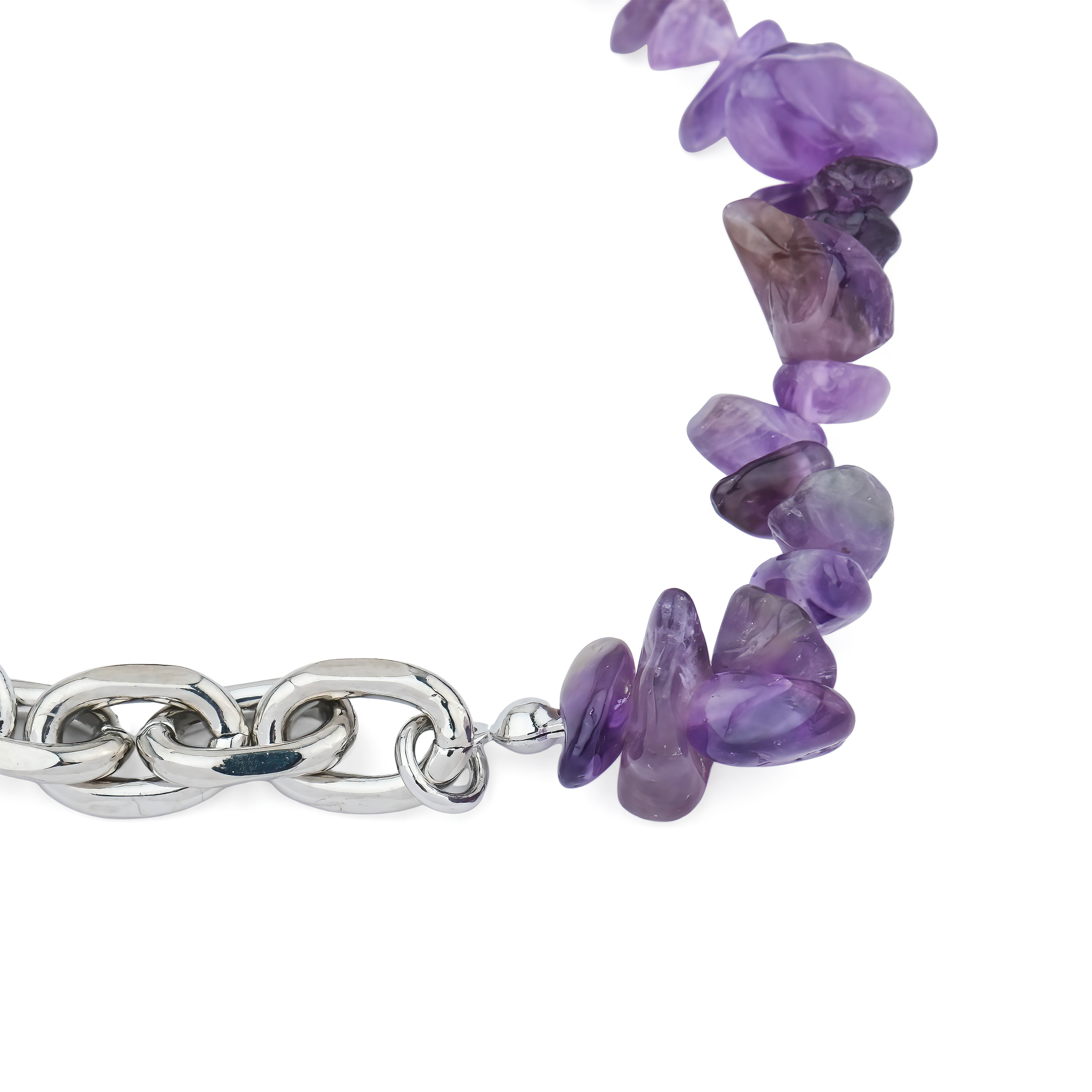 Silver chain bracelet with amethyst