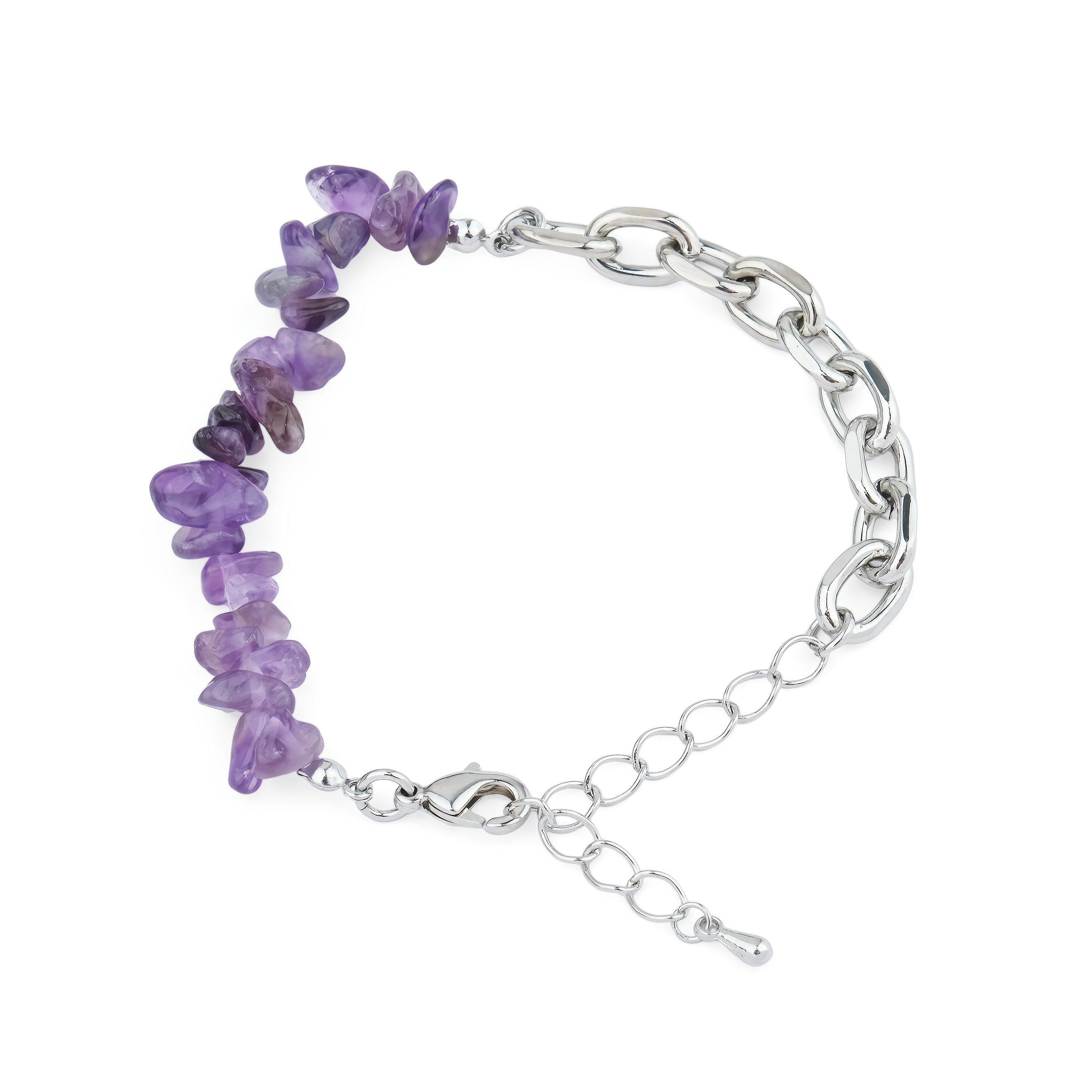 Silver chain bracelet with amethyst