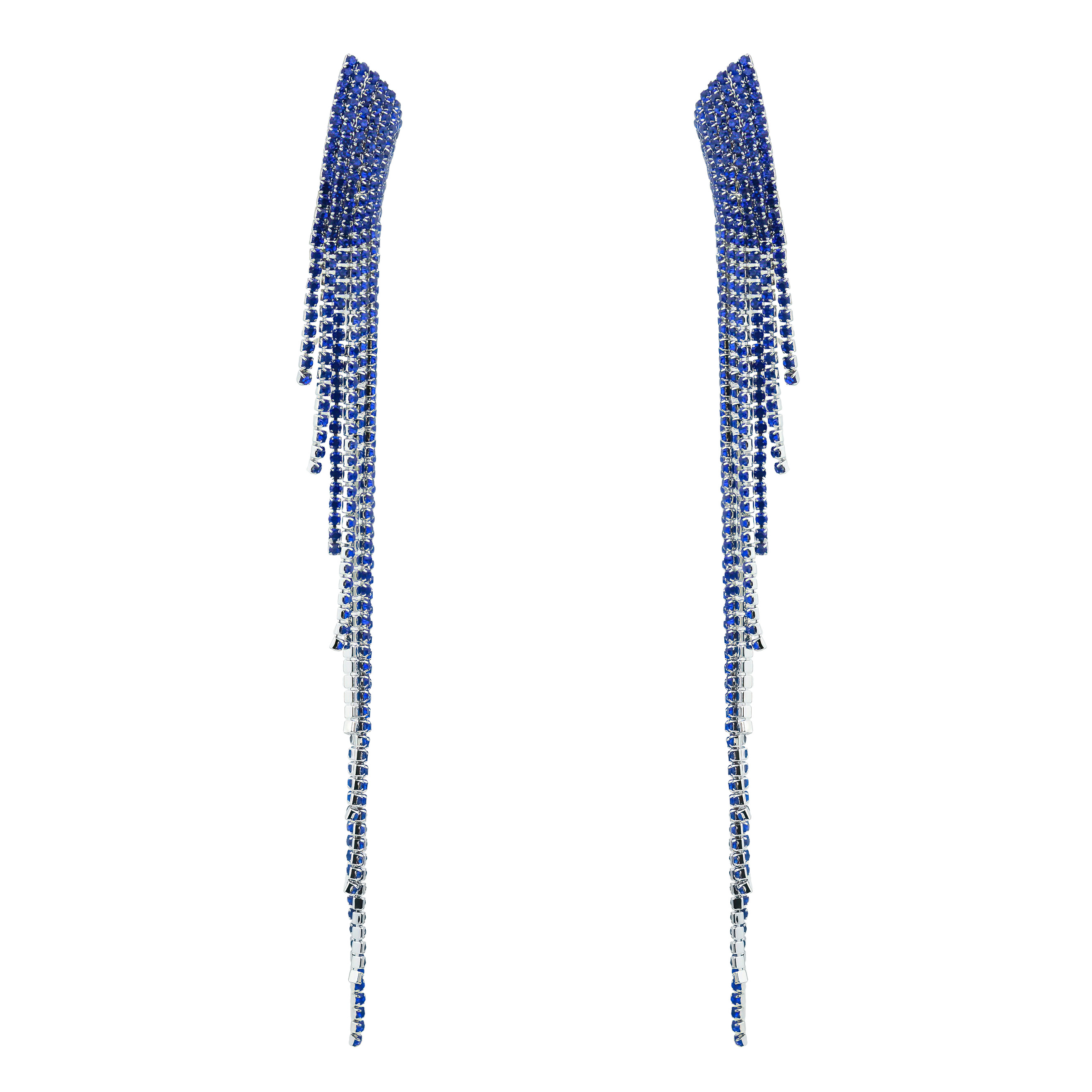 Blue earrings completely covered with crystals