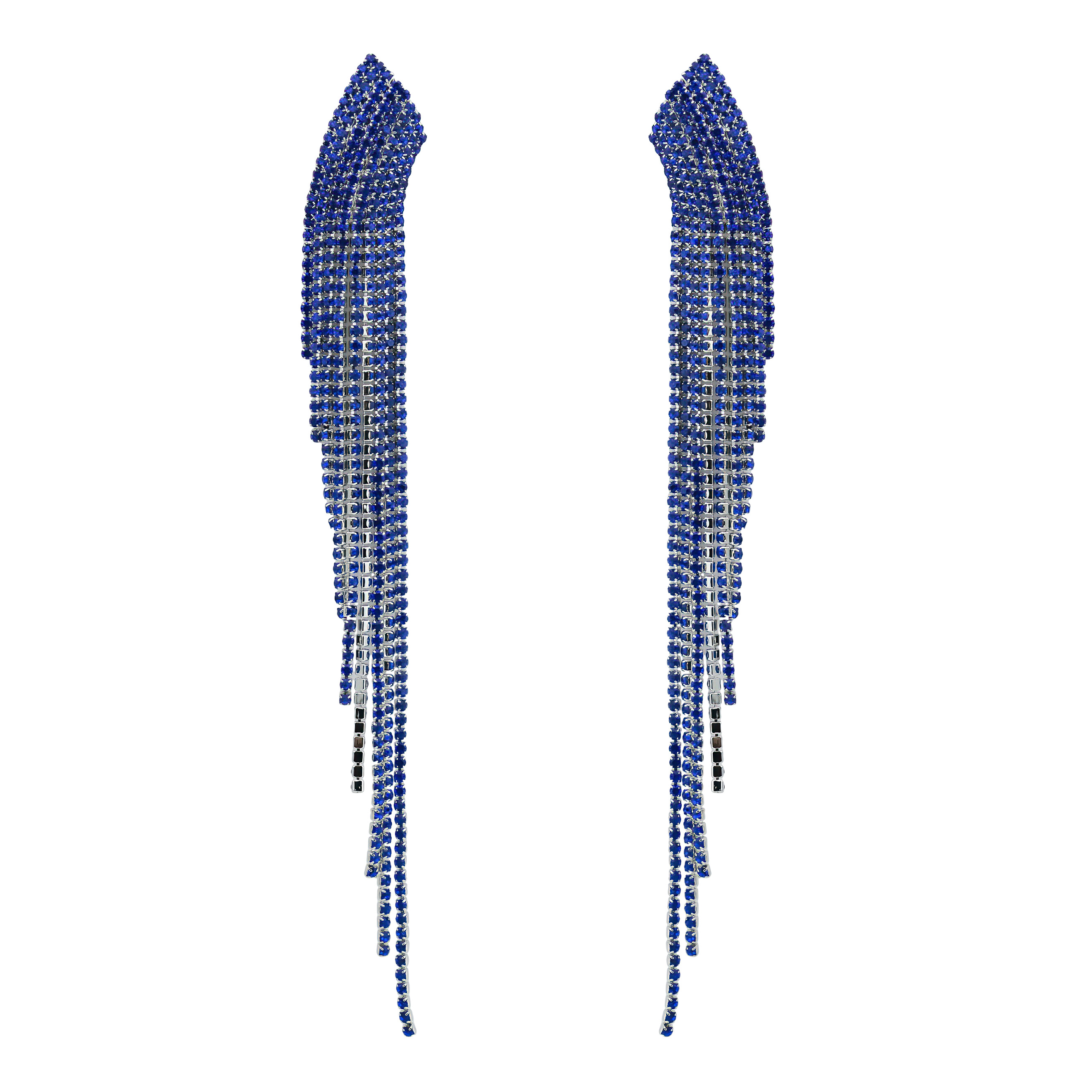 Blue earrings completely covered with crystals