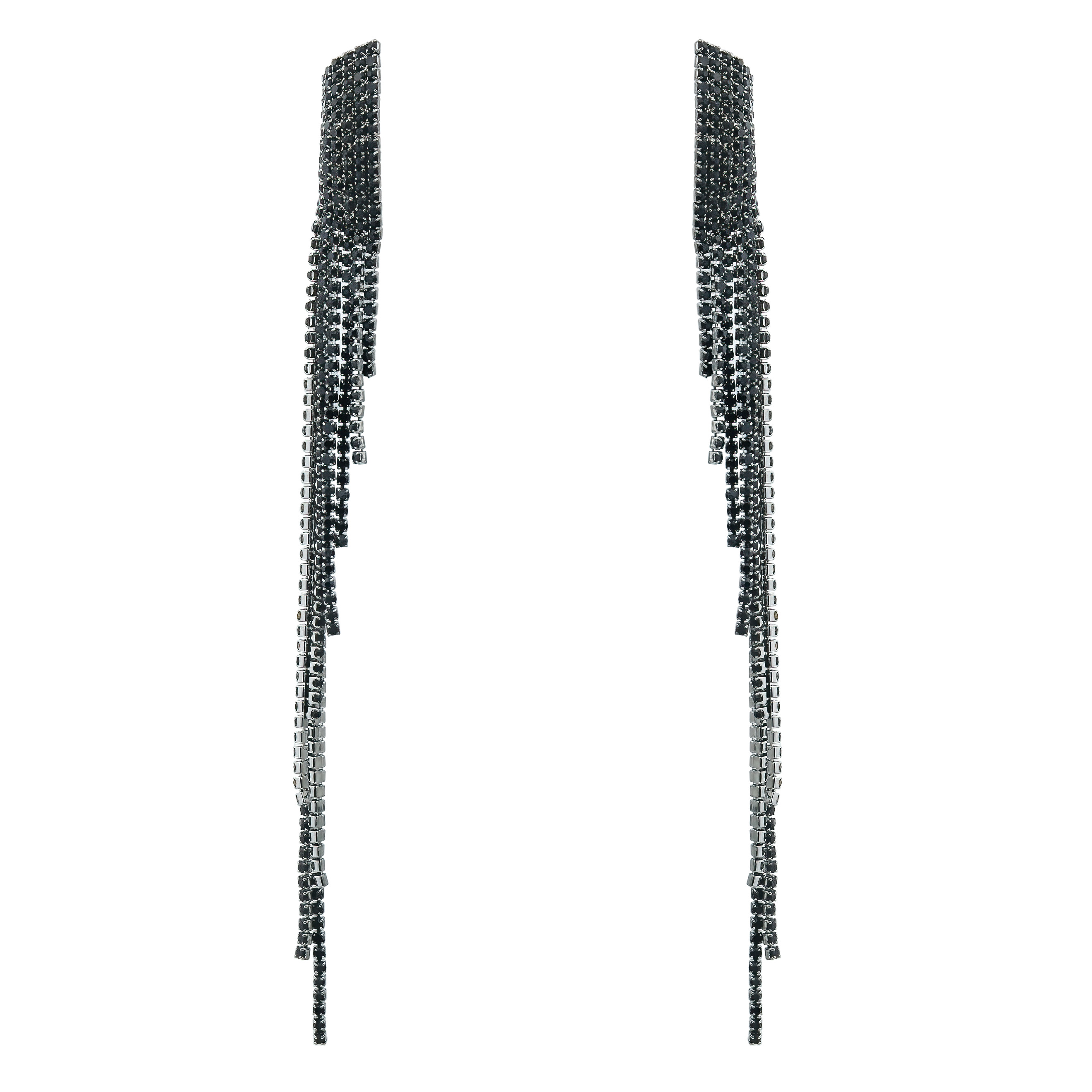 Black earrings completely covered with crystals