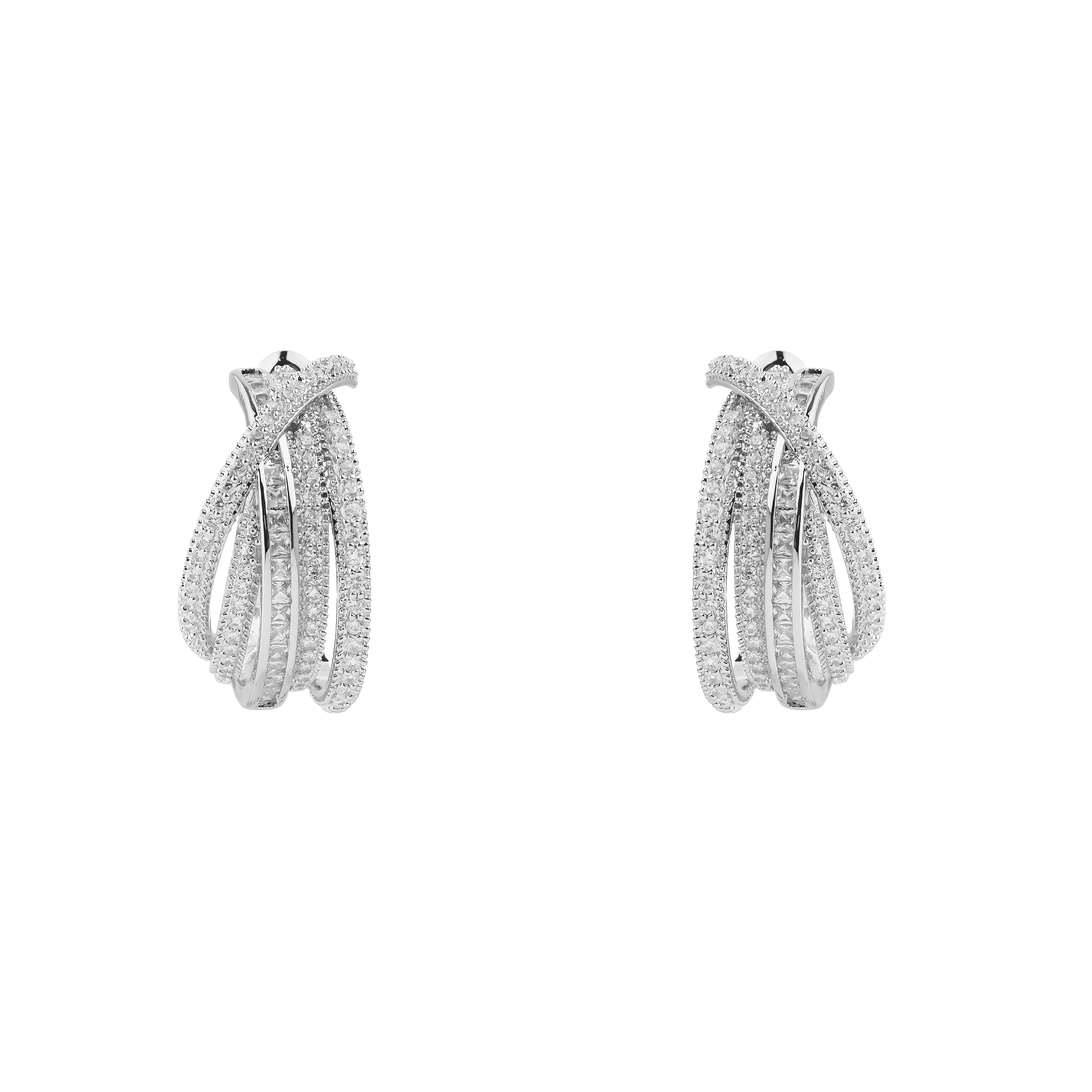 layered earrings with crystals