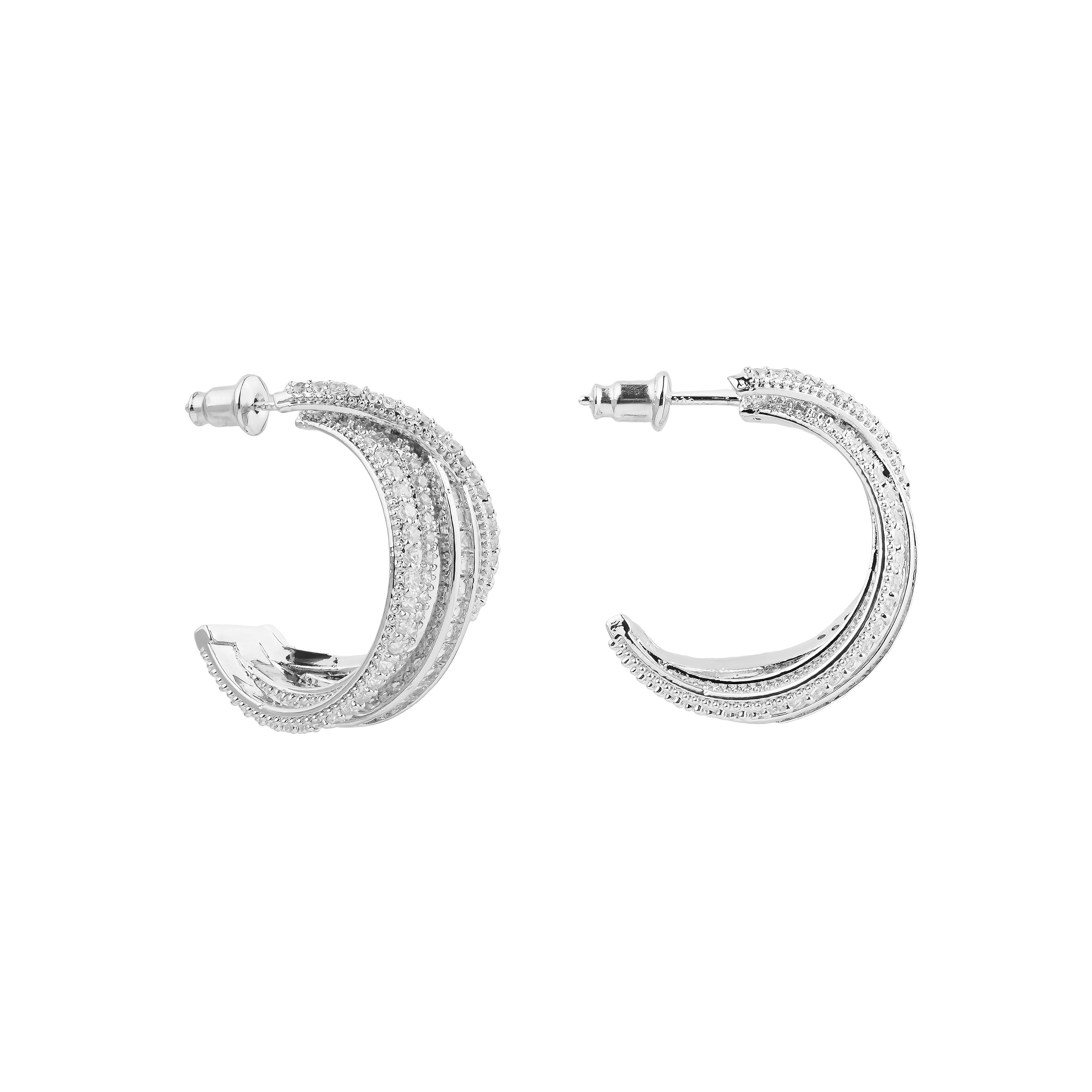 layered earrings with crystals